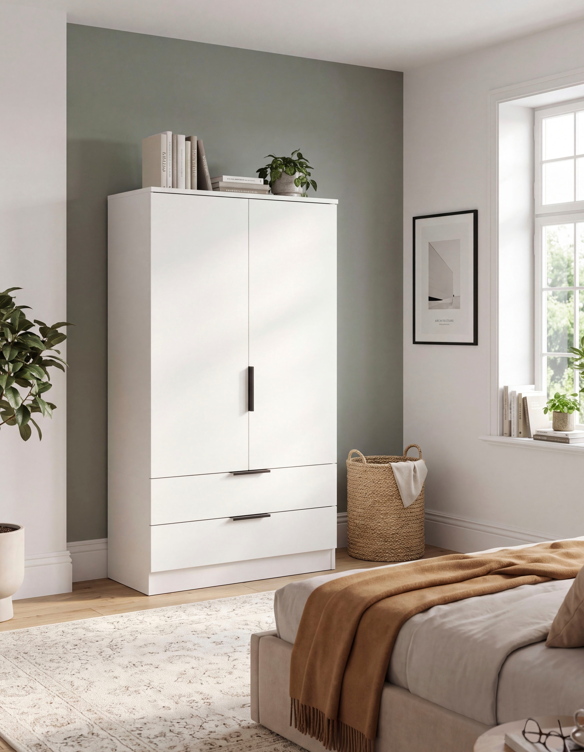 OTTO home Wäscheschrank »SKARDE, Kleiderschrank, Schlafzimmerschrank, Schrank« Höhe: 140 cm, 2 Türen, 2 Schubladen, 1 Kleiderstange, 1 Stk. tlg. OTTO BESTSELLER, Garderobe, Universalschrank, Flurschrank, Schrank
