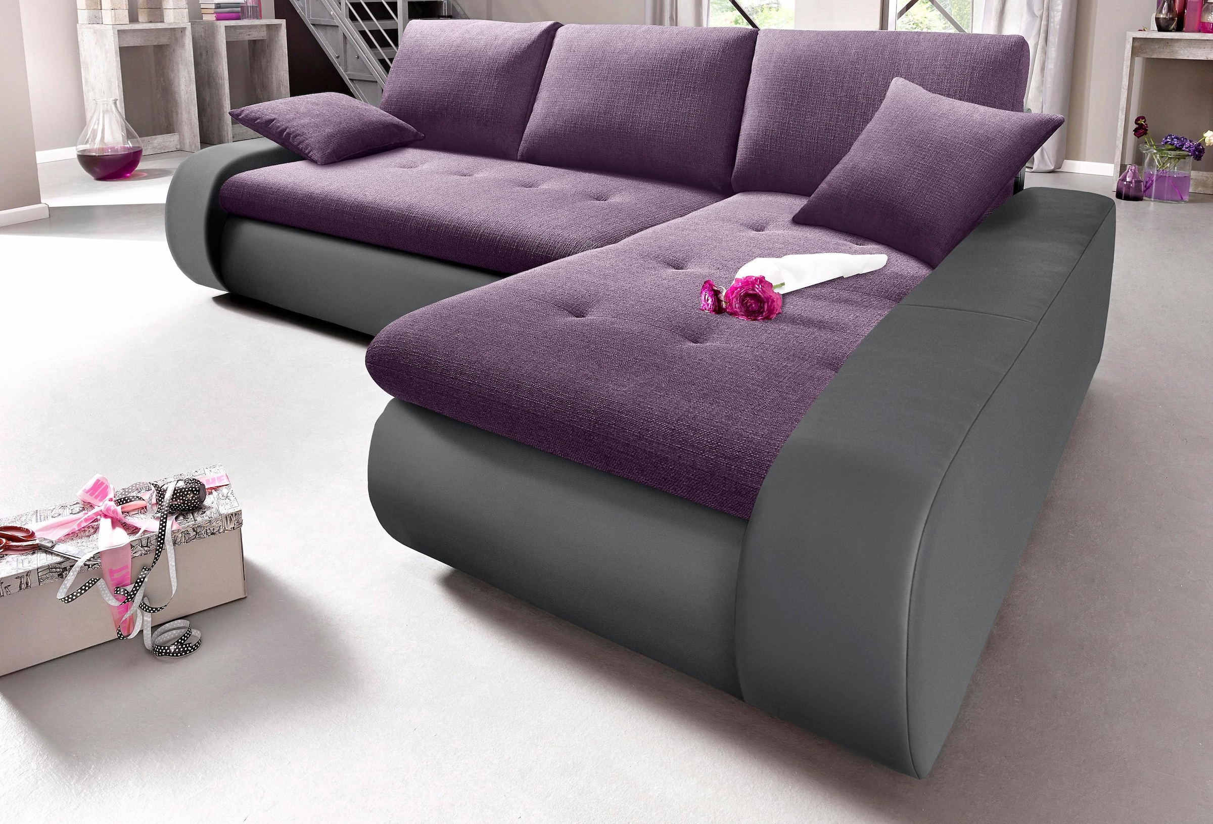 TRENDMANUFAKTUR Ecksofa "Indie, modern und bequem, Materialmix, L-Form", wa günstig online kaufen