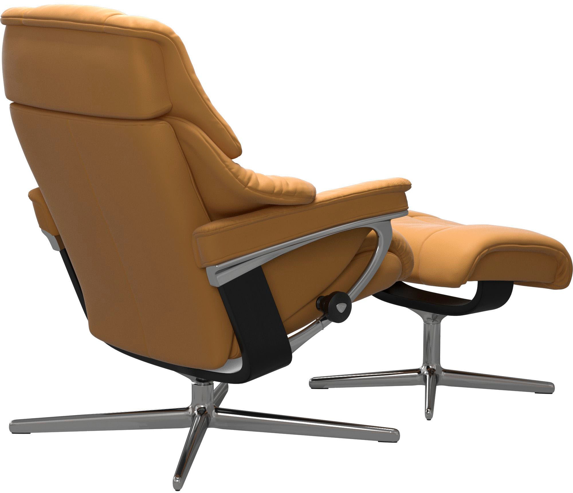 Stressless® Relaxsessel »Reno«, (Set, Relaxsessel mit Hocker), mit Hocker, mit Cross Base, Größe S, M & L, Holzakzent Schwarz
