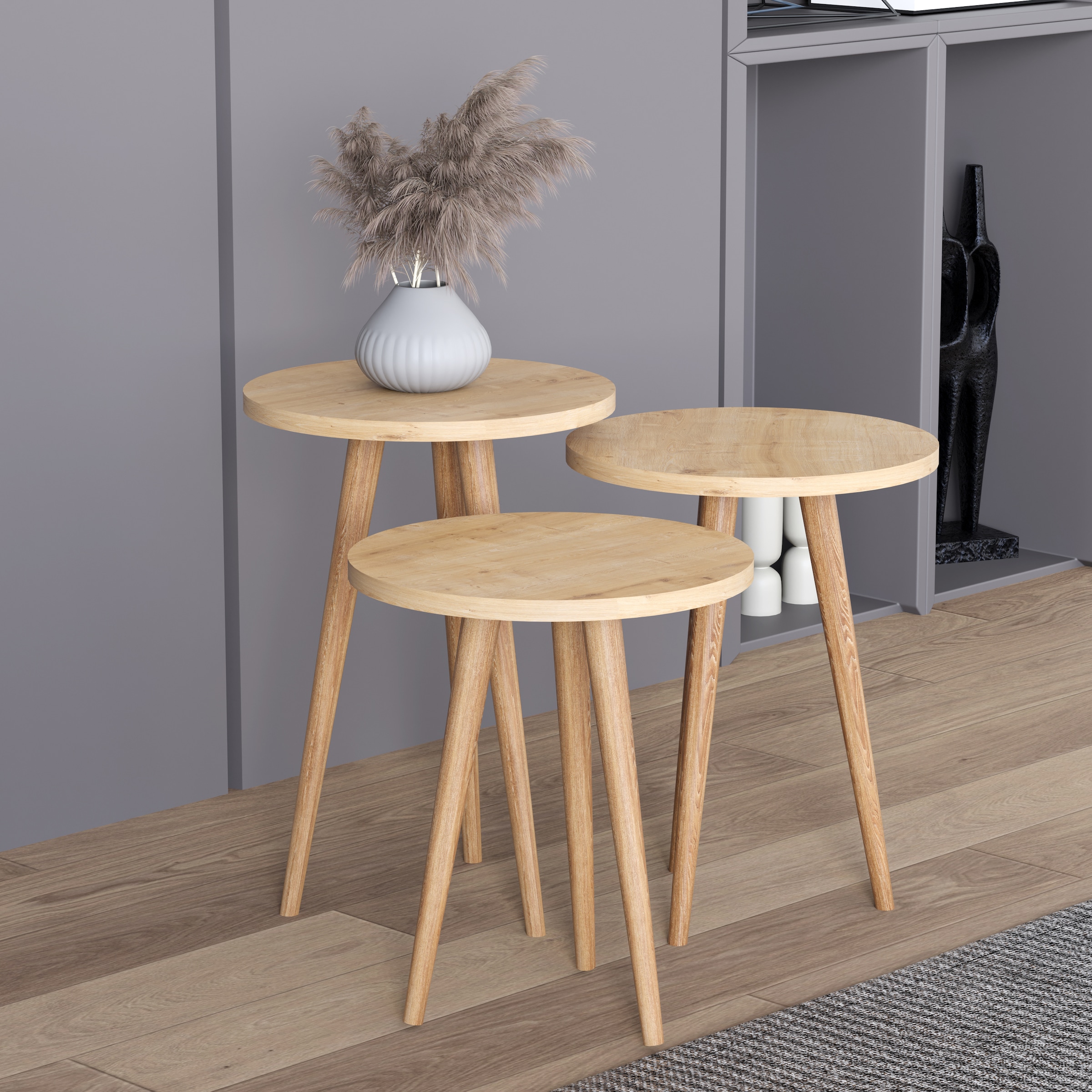VCM Couchtisch »Barilo« 3-tlg. Set Beistelltisch | Maße ca. H. 42/47/52 x B. 34 x T. 34 cm