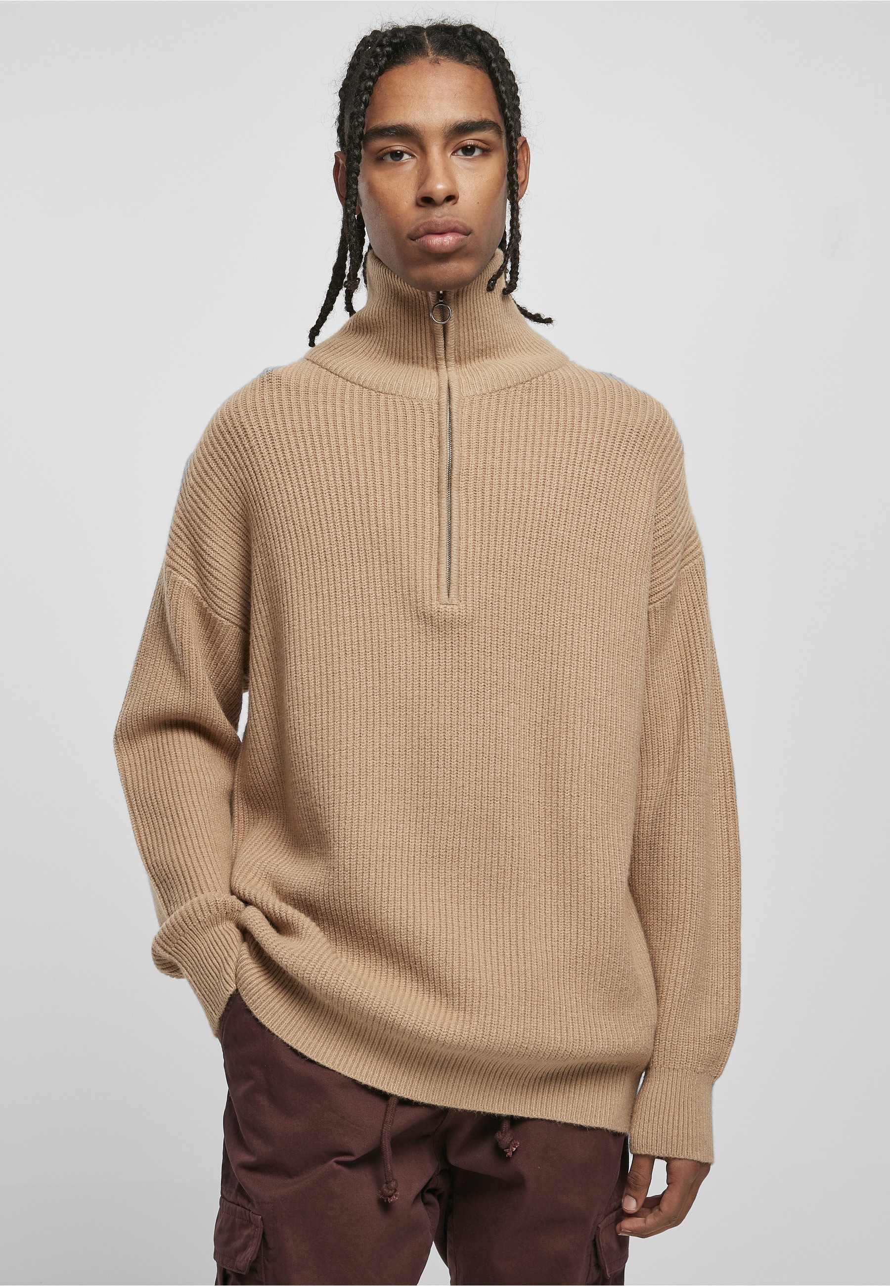 URBAN CLASSICS Sweater »Urban Classics Herren Oversized Knitted Troyer«, 1 Stk.
