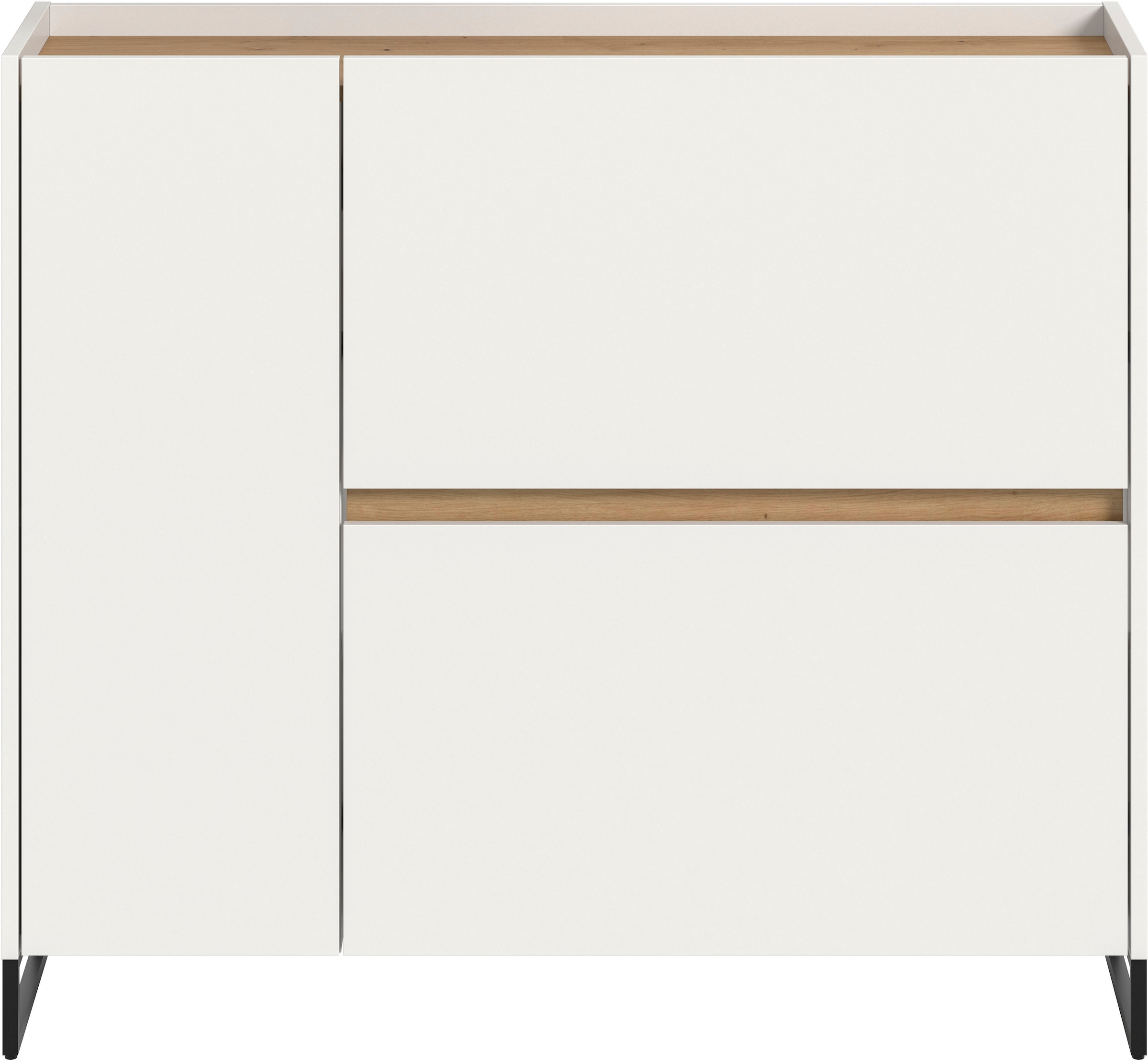 INOSIGN Schuhschrank »EVRID, Breite 110cm, 1 Tür, 2 Schuhwalzen, inkl. Metall-Kufenfüße«, (1 St., individuell mit anderen Artikel der Serie EVRID erweiterbar), Schuhkommode, Kommode, Sideboard, Garderobenschrank, Flurkommode