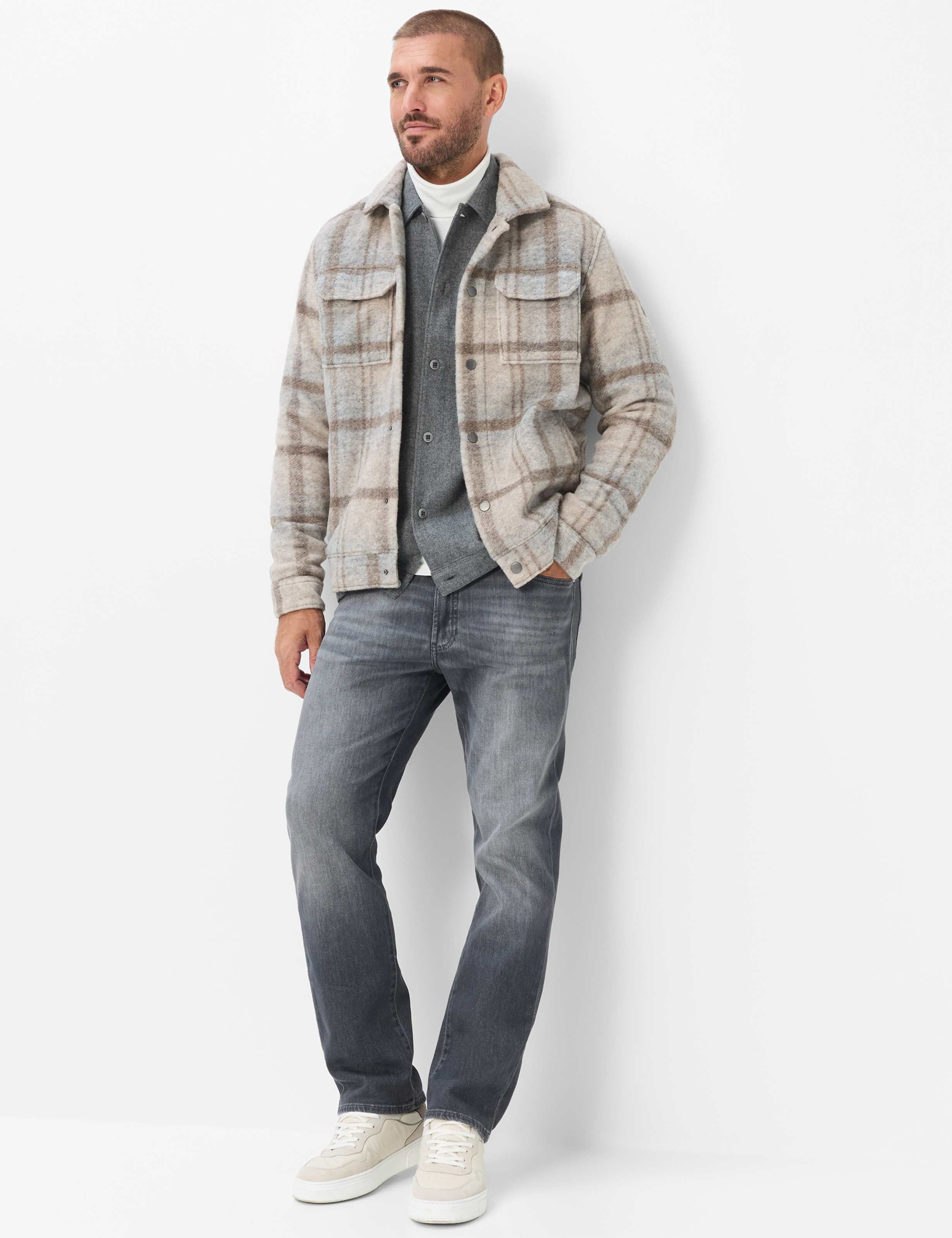Brax Sweatjacke »Style SANTIAGO« Flanell: Kariertes Overshirt im Wollmix