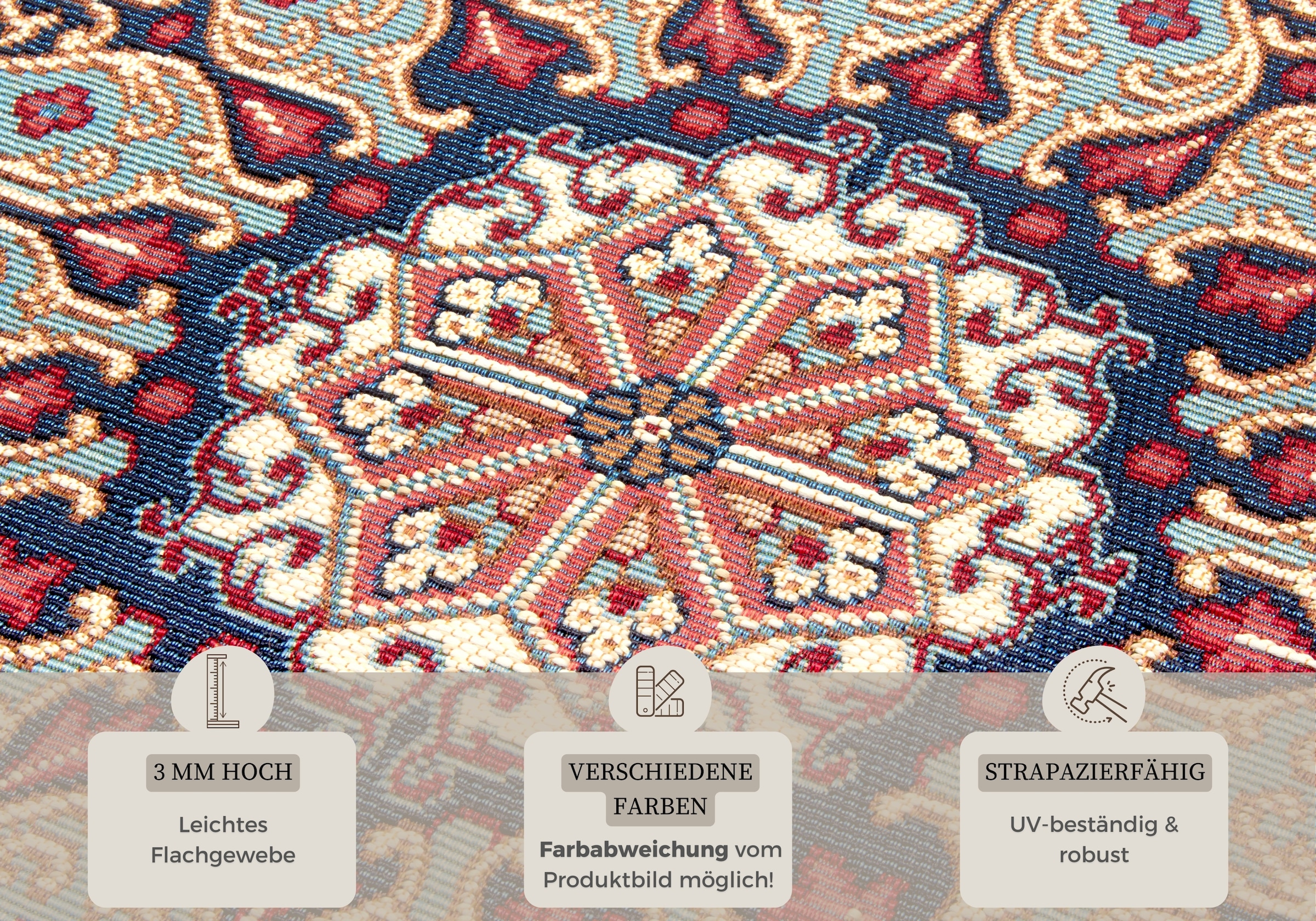 HANSE Home Teppich »Kadi«, rechteckig, 3 mm Höhe, In-& Outdoor, Teppich, Wetterfest, Balkon, Garten, Wohnzimmer, Orient