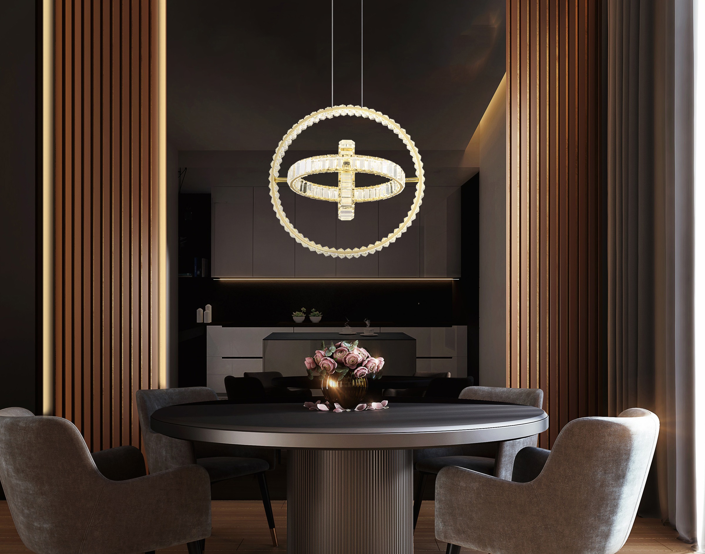 GLOBO LIGHTING Hängeleuchte »NEIL« LED-Modul 1 Stk. LED Kristall Hängeleuchte für Esszimmer gold