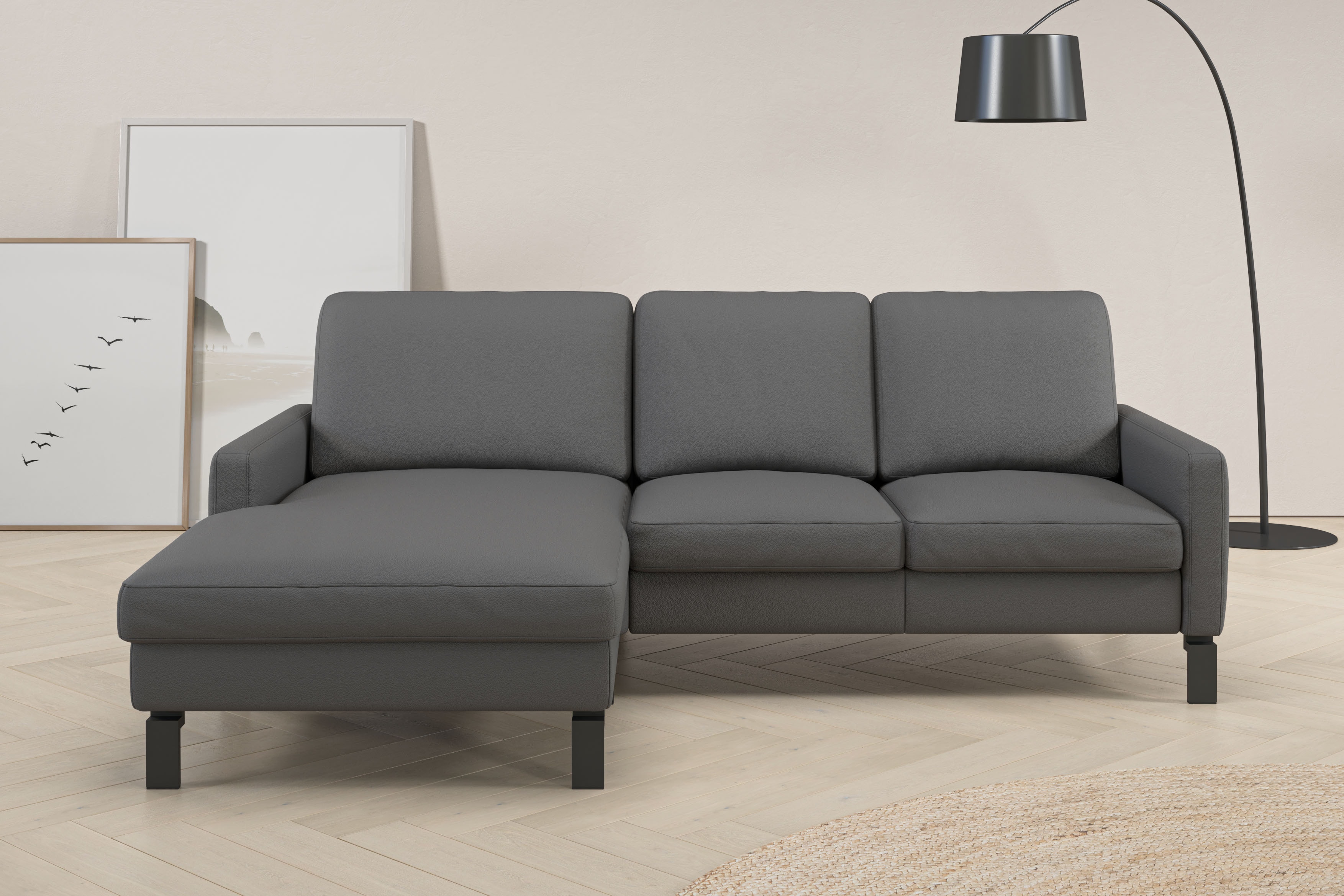 Home affaire Ecksofa "Lecce, L-Form, Federkernpolsterung, Breite 224 cm" inkl. saugroboterfreundliche Höhe & schmale Armlehnen