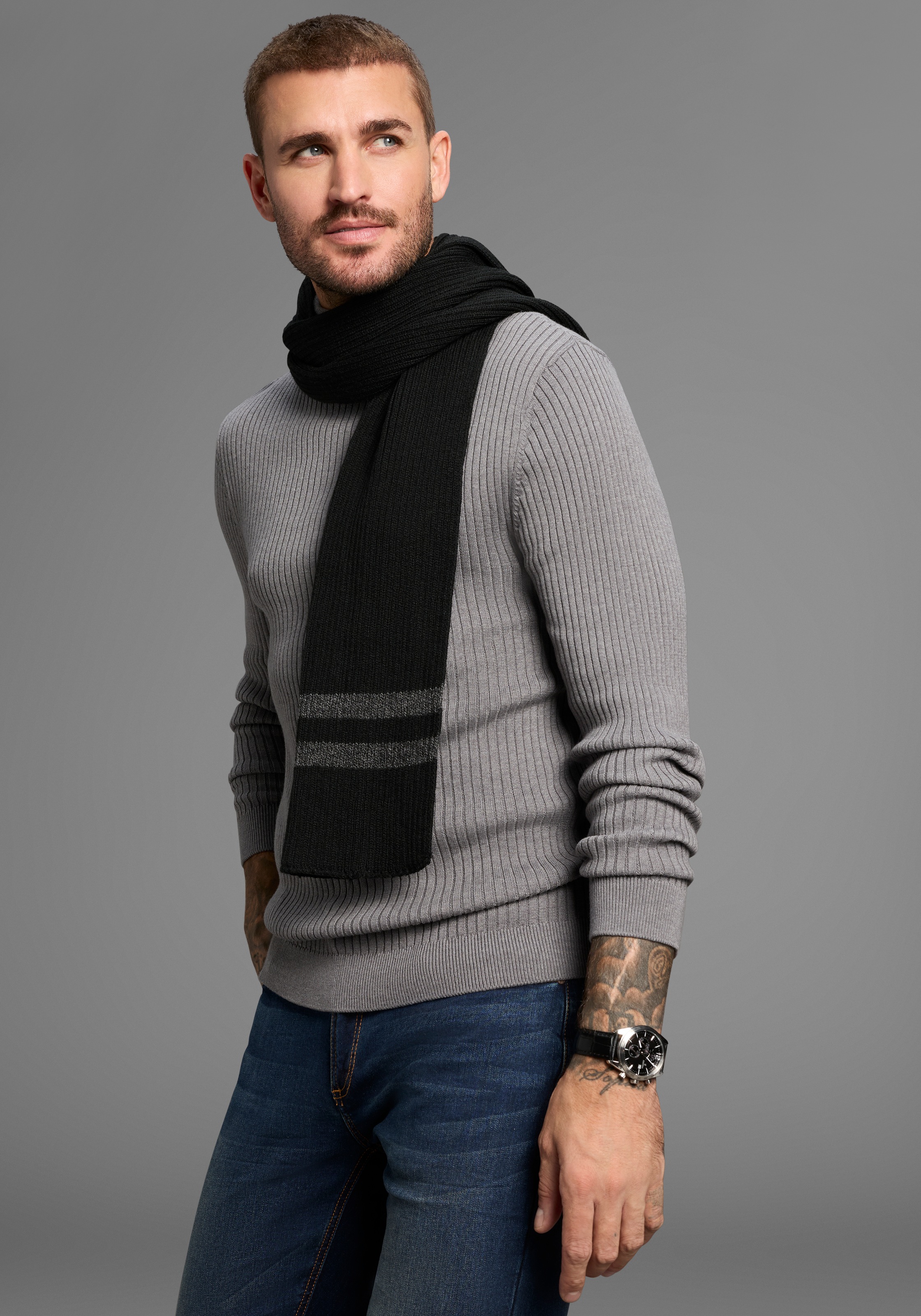 Mans World Schal, mit modischen Konstrast-Streifen - NEW günstig online kaufen