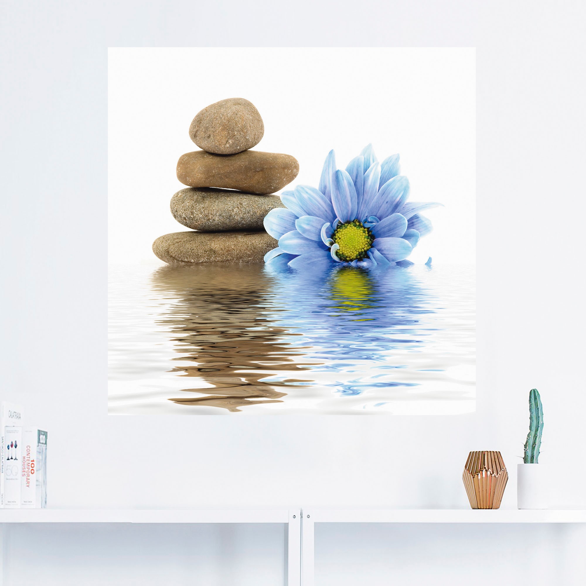 Artland Wandbild »Therapie-Steine mit einzelnen Blumen«, Zen, (1 St.), als Leinwandbild, Wandaufkleber in verschied. Größen
