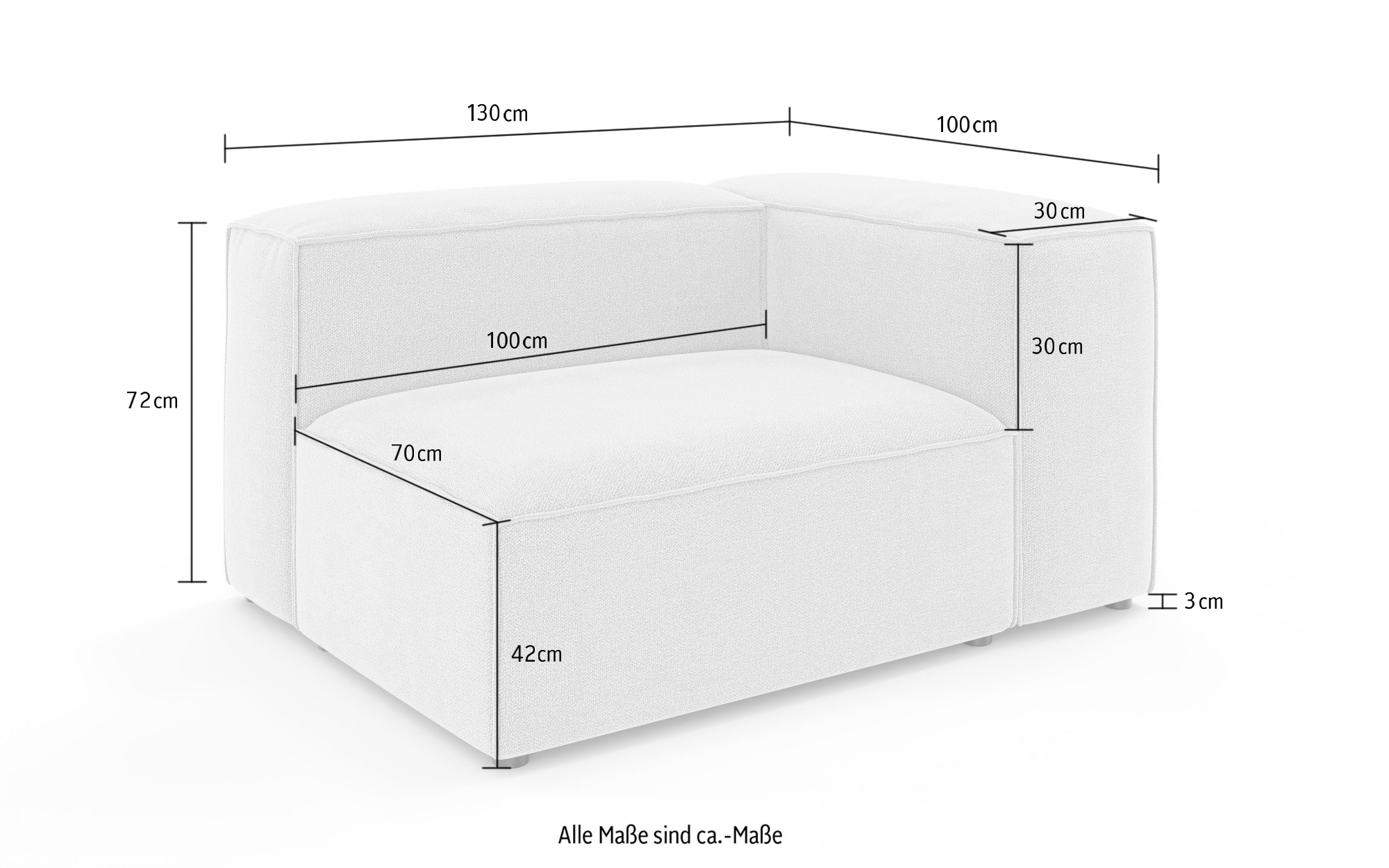 INOSIGN Sofa-Eckelement »HAILY Sessel mit Armlehne links/rechts, Maße B/T/H: 130/100/72 cm«, als Modul oder separat verwendbar, für individuelle Zusammenstellung