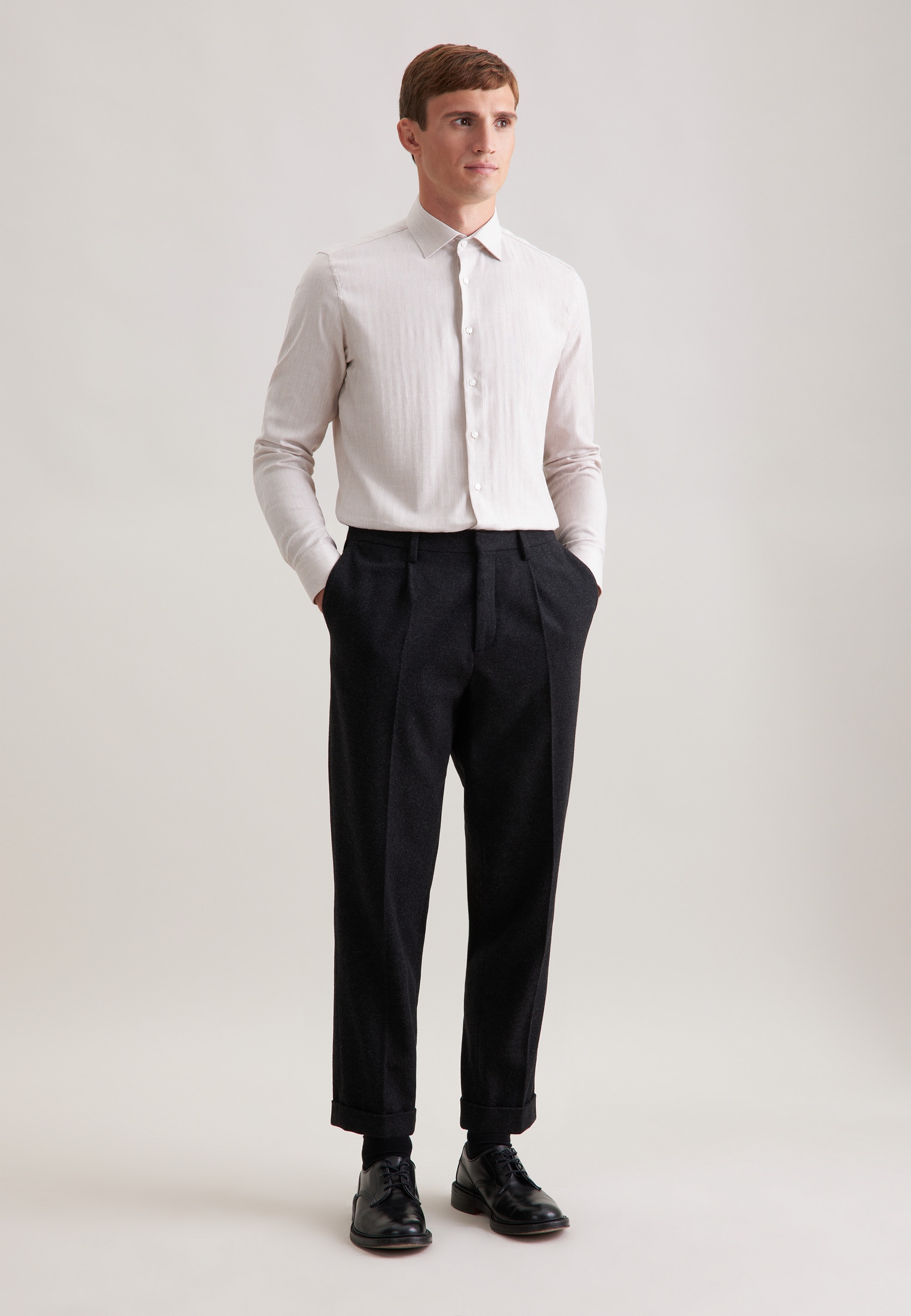 seidensticker Flanellhemd »Schwarze Rose« Slim 1/1 Kentkragen Fischgrat