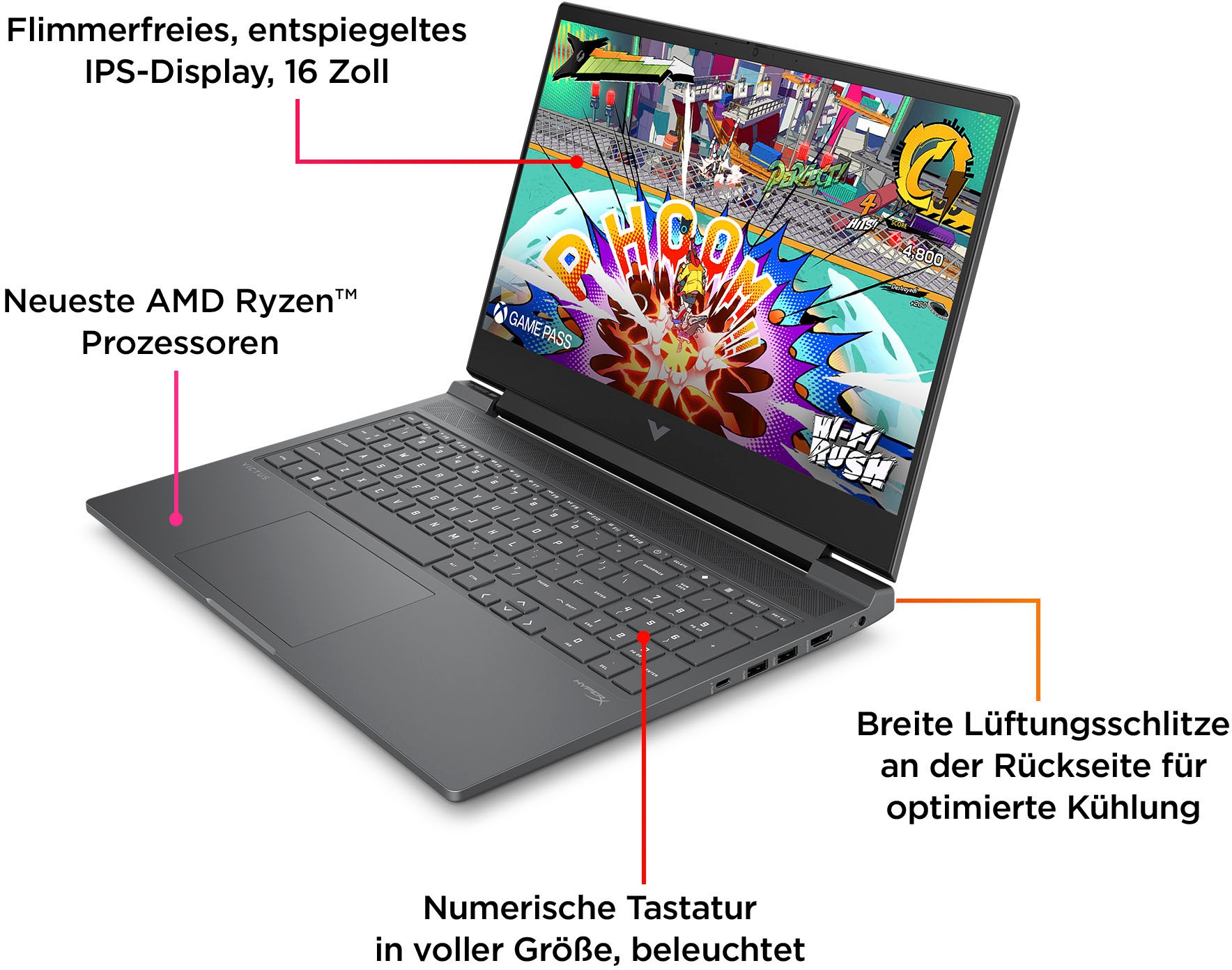 HP Gaming-Notebook »16-s1078ng«, 40,9 cm, / 16,1 Zoll, AMD, Ryzen 7, GeForce RTX 4070, 1000 GB SSD