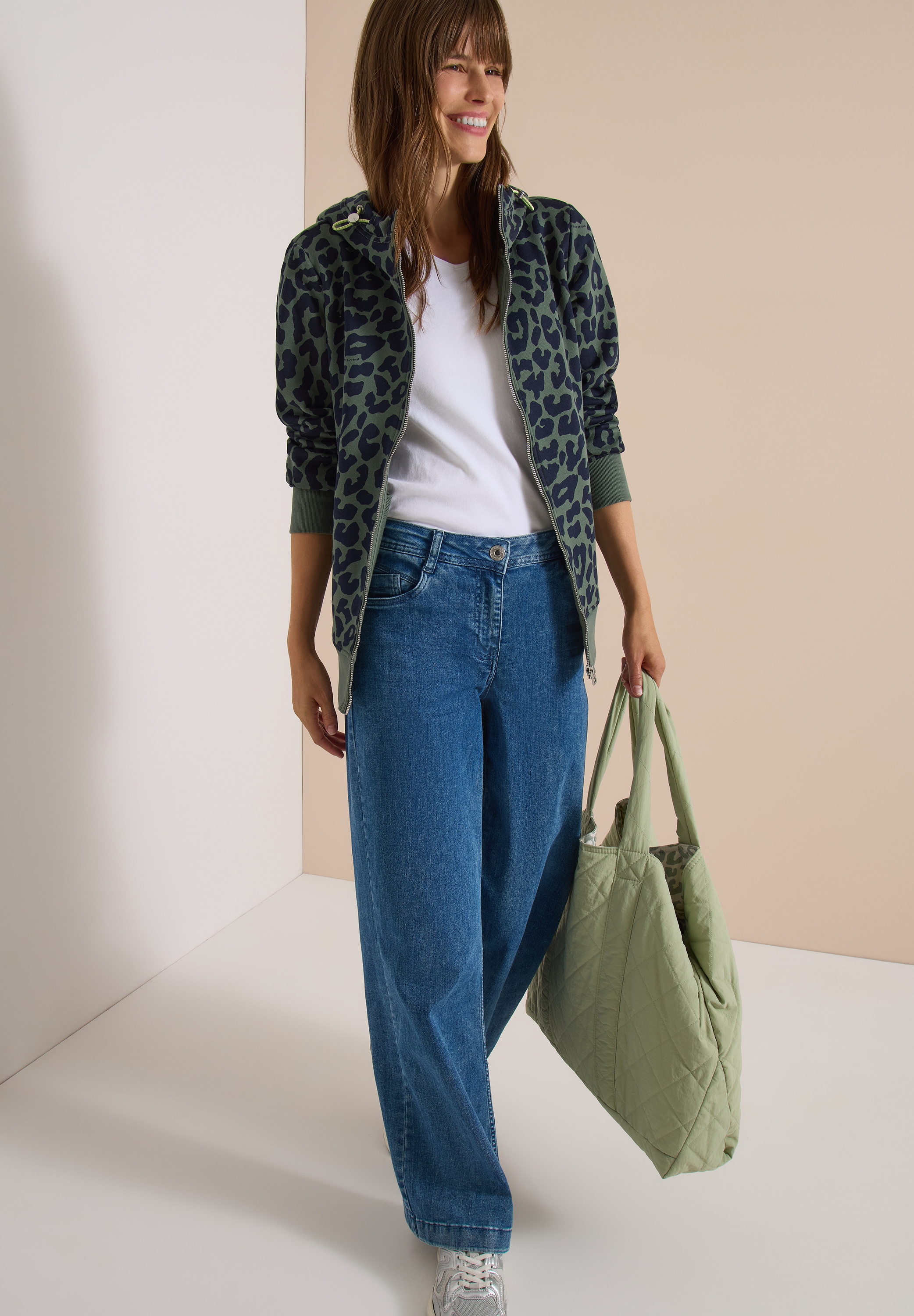 Cecil Kapuzensweatjacke Animal Print, Baumwolle