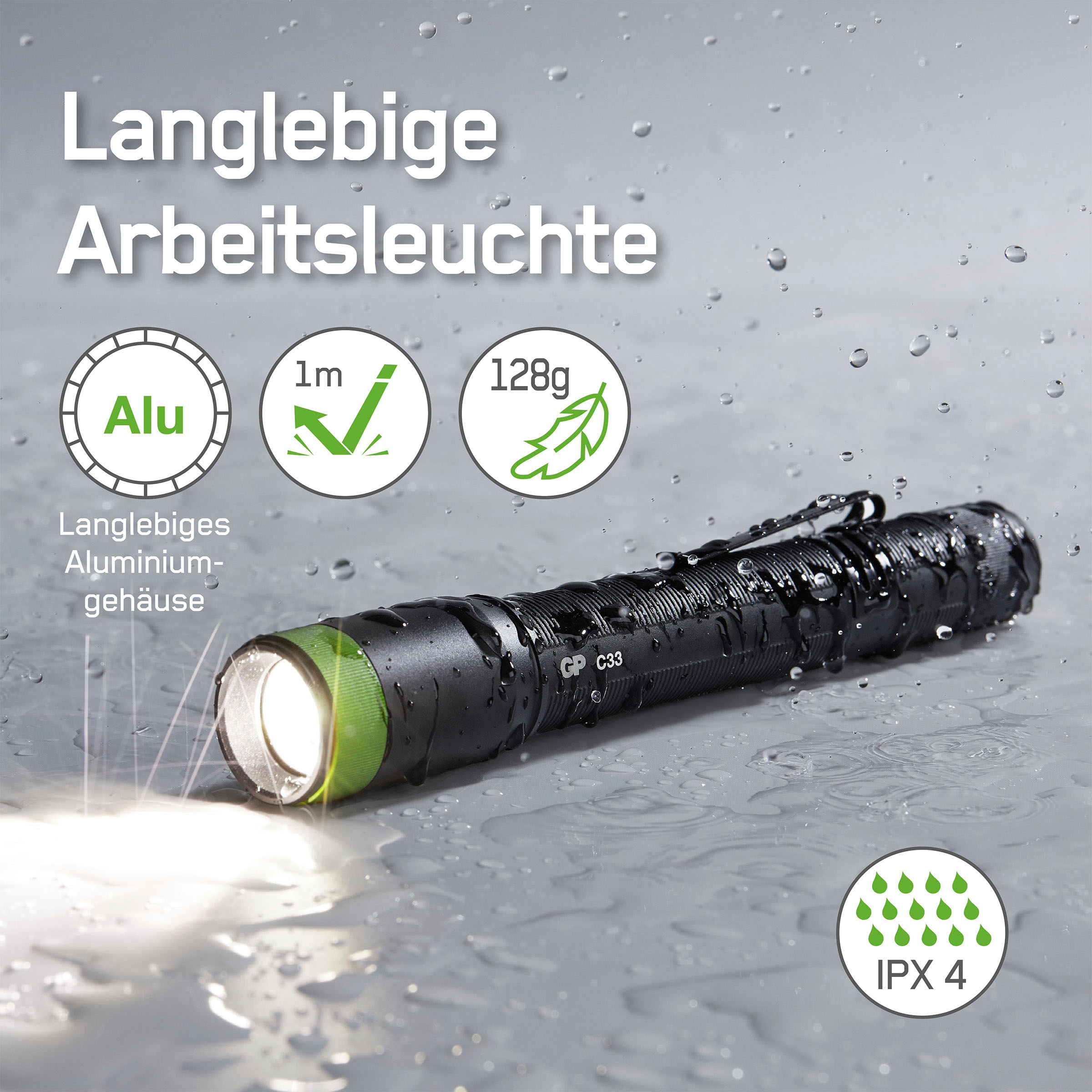 GP Batteries Taschenlampe »Discovery C33«, Front 150 Lumen & seitlich 180 Lumen, magnetische Endkappe