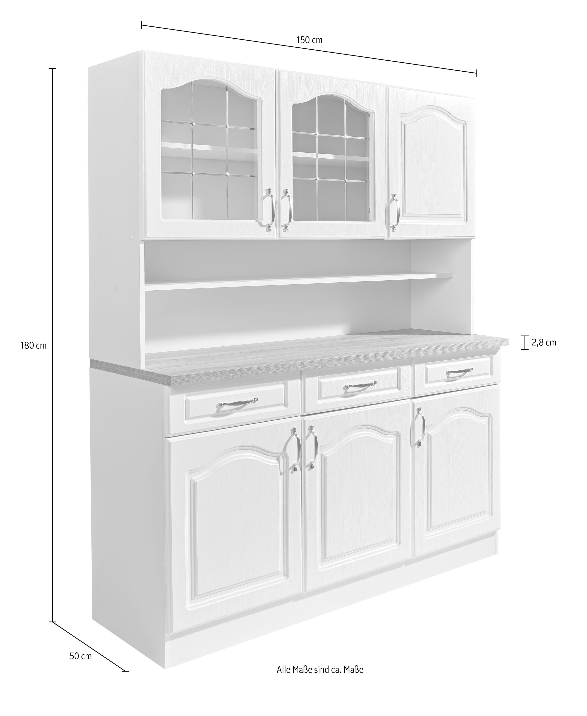 wiho Küchen Küchenbuffet »Linz«, 150 cm breit, in Landhaus-Optik