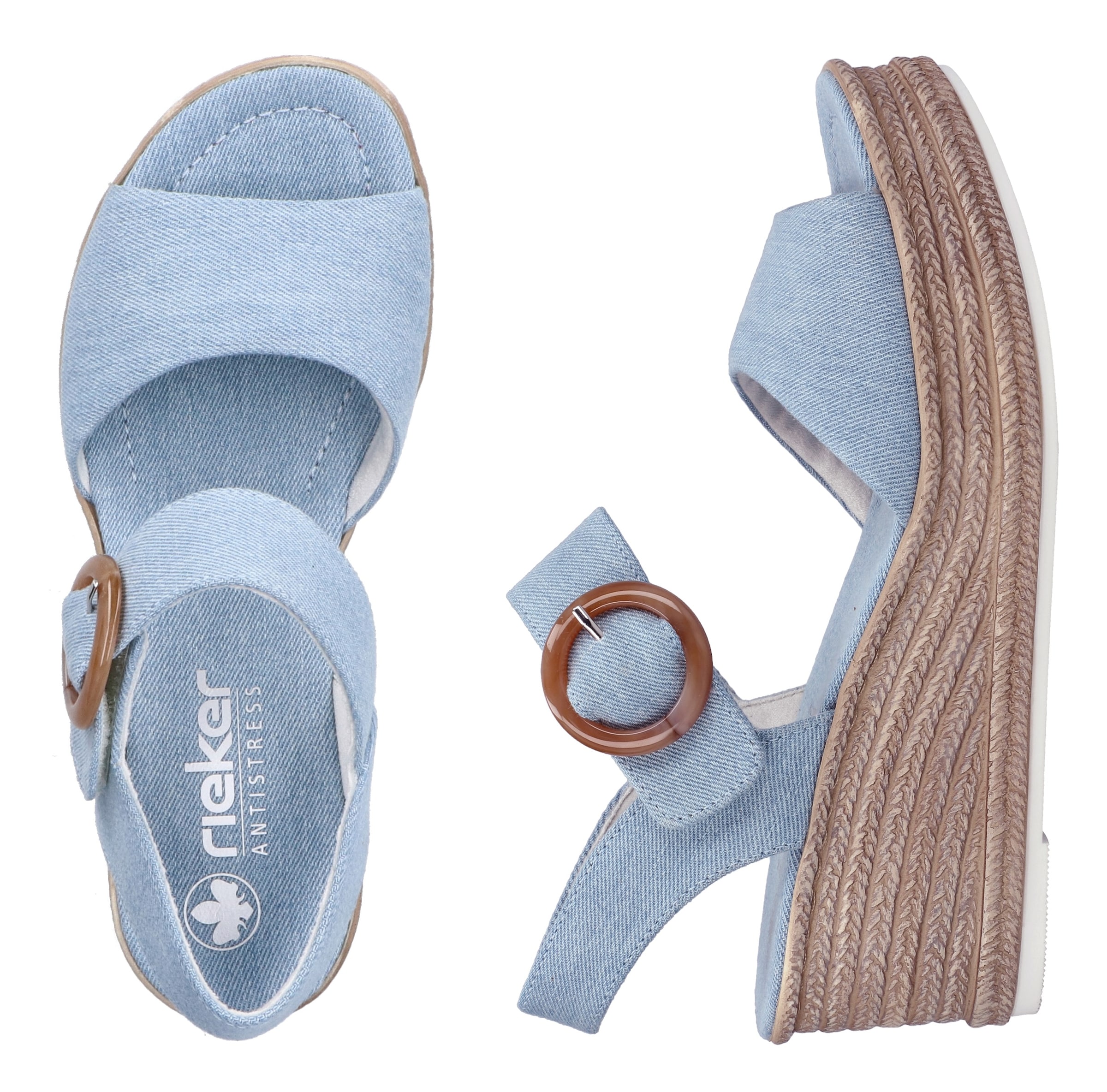 Rieker Keilsandalette, Sommerschuh, Plateausandale, Urlaubschuh mit Klettverschluss