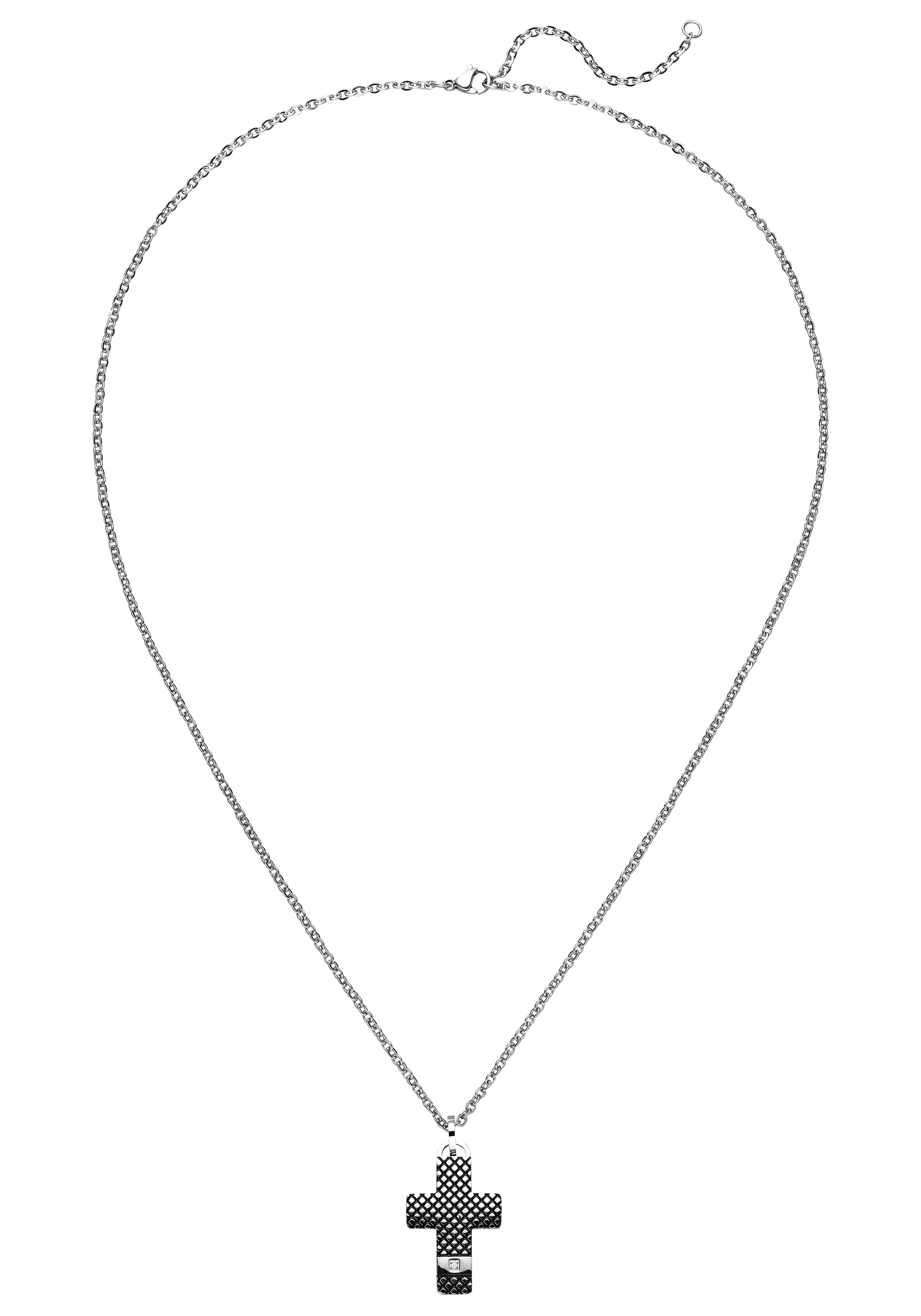JOBO Kette mit Anhänger »Kreuz« aus Edelstahl mit Zirkonia 56 cm