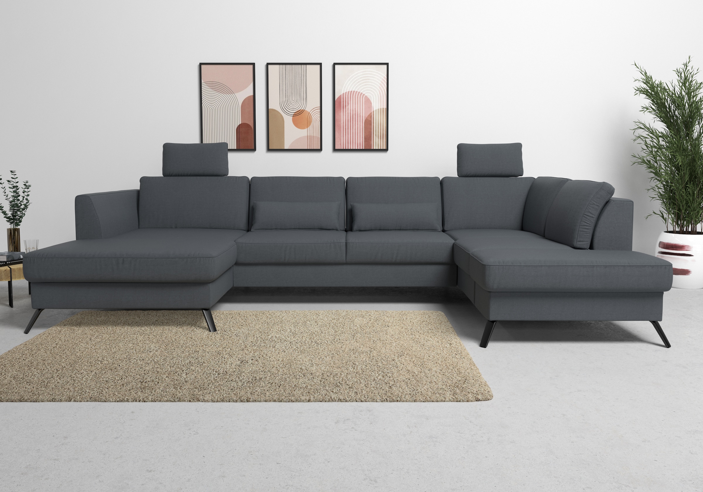 sit&more Wohnlandschaft "Olsen U-Form" inklusive Sitztiefenverstellung, optional Schlaffunktion, 15cm hoch