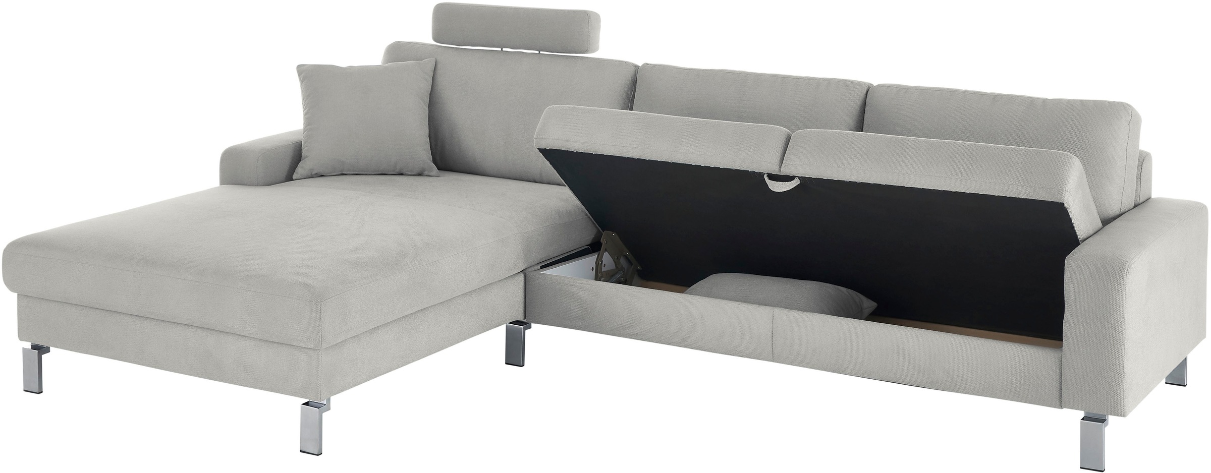 3C Candy Ecksofa »Lecce, wahlweise PUR-Schaumstoff oder Tonnentaschenfederkern«, Bett im 2,5-Sitzer, teilmotorische Schlaffunktion im Longchair, L-Form