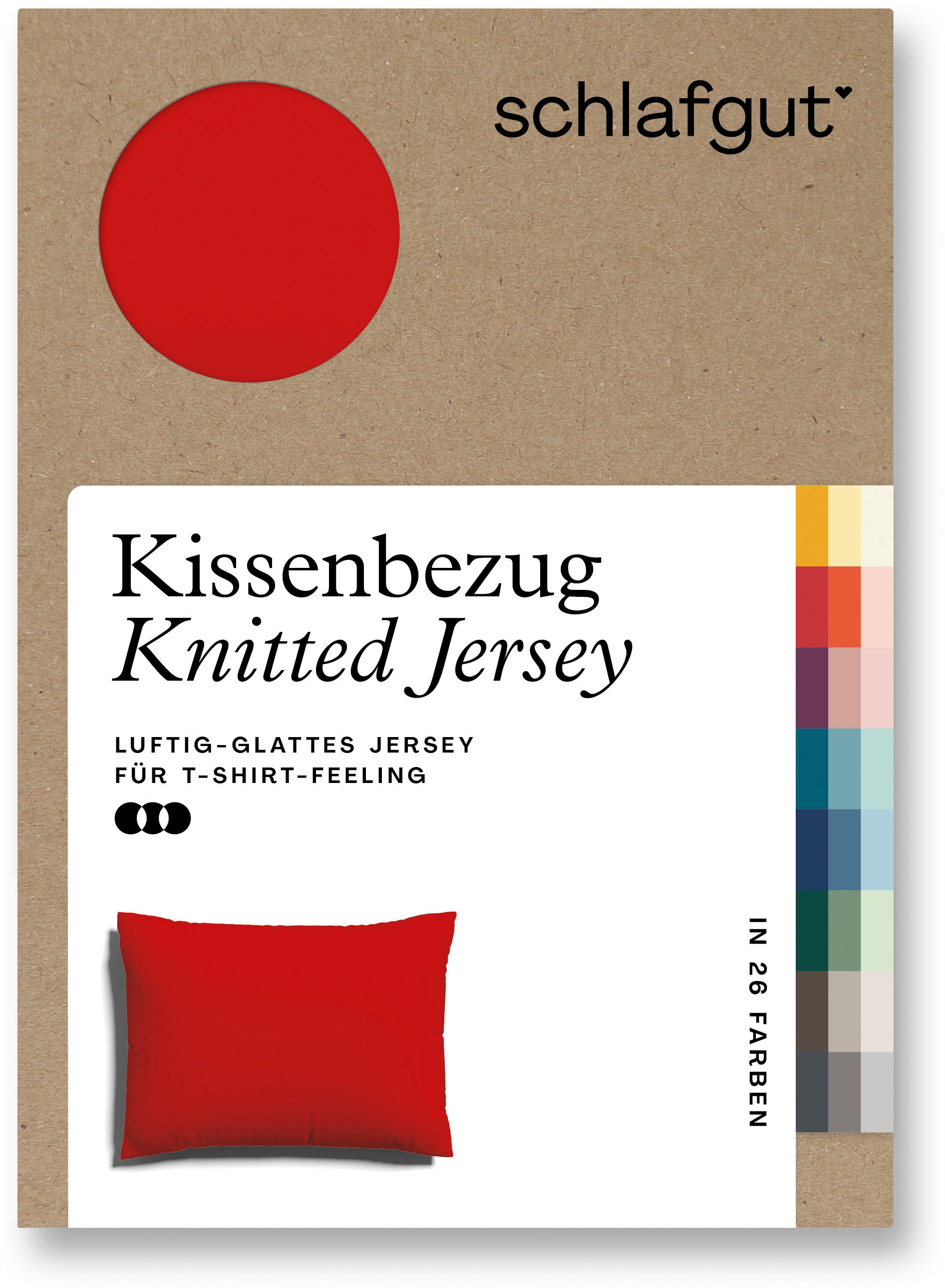 Schlafgut Kissenbezug »Knitted Jersey aus Bio-Baumwolle mit Elasthan, bügelfrei,«, (1 St.), besonders fein gestrickt, Kissenhülle mit farbigem Reißverschluss