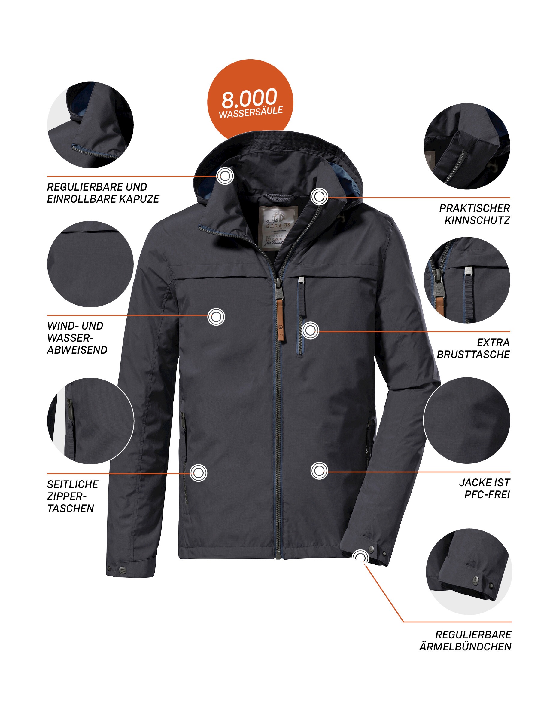 Thumbnail - G.I.G.A. DX by killtec Funktionsjacke "GS 12 MN JCKT" Wasserabweisende, winddichte Herrenjacke mit verstellbarer Kapuze