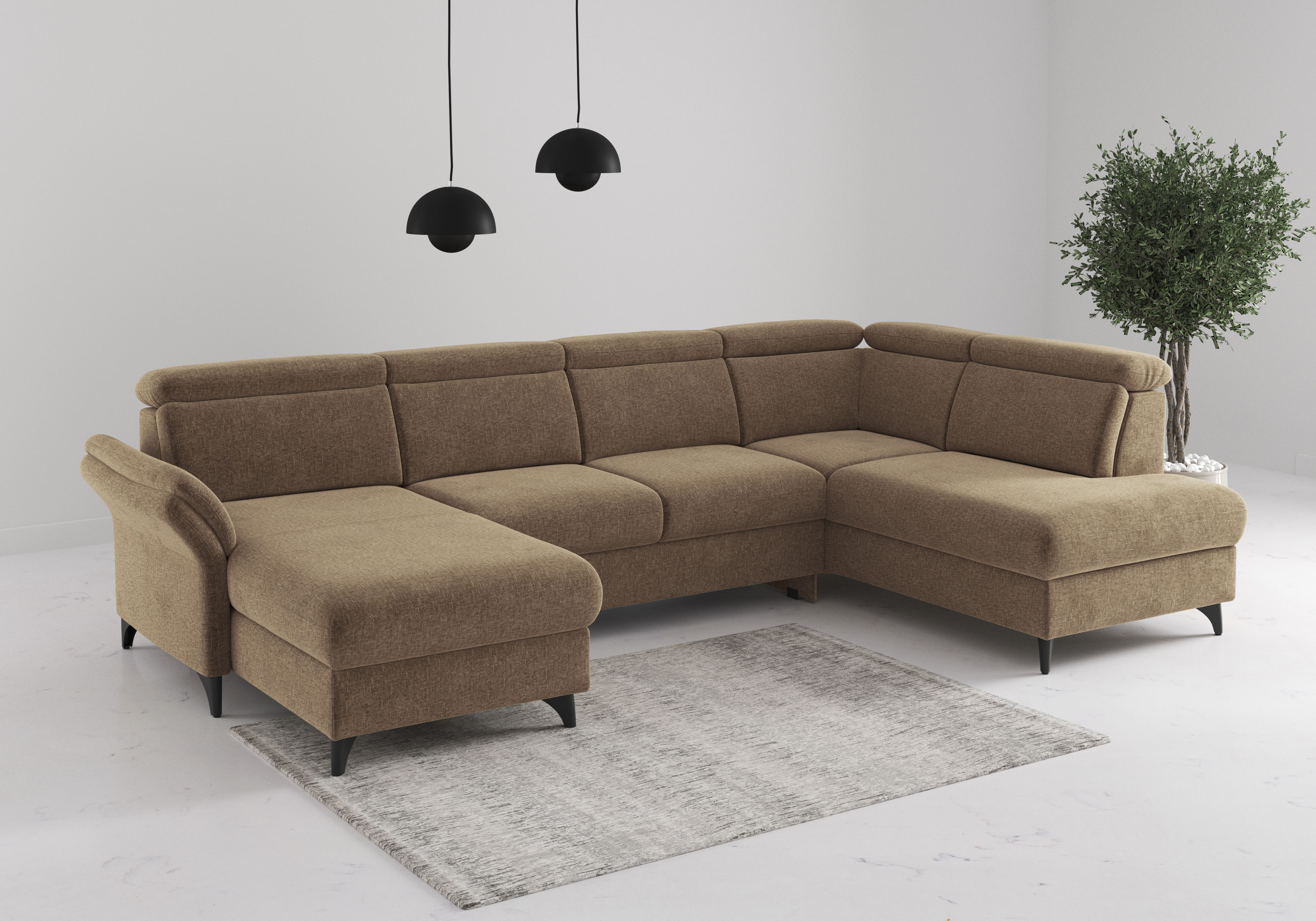 sit&more Wohnlandschaft "Glendale, U-Form" inkl. Kopfteilverstellung,wahlweise mit Vorziehsitz und Bettkasten
