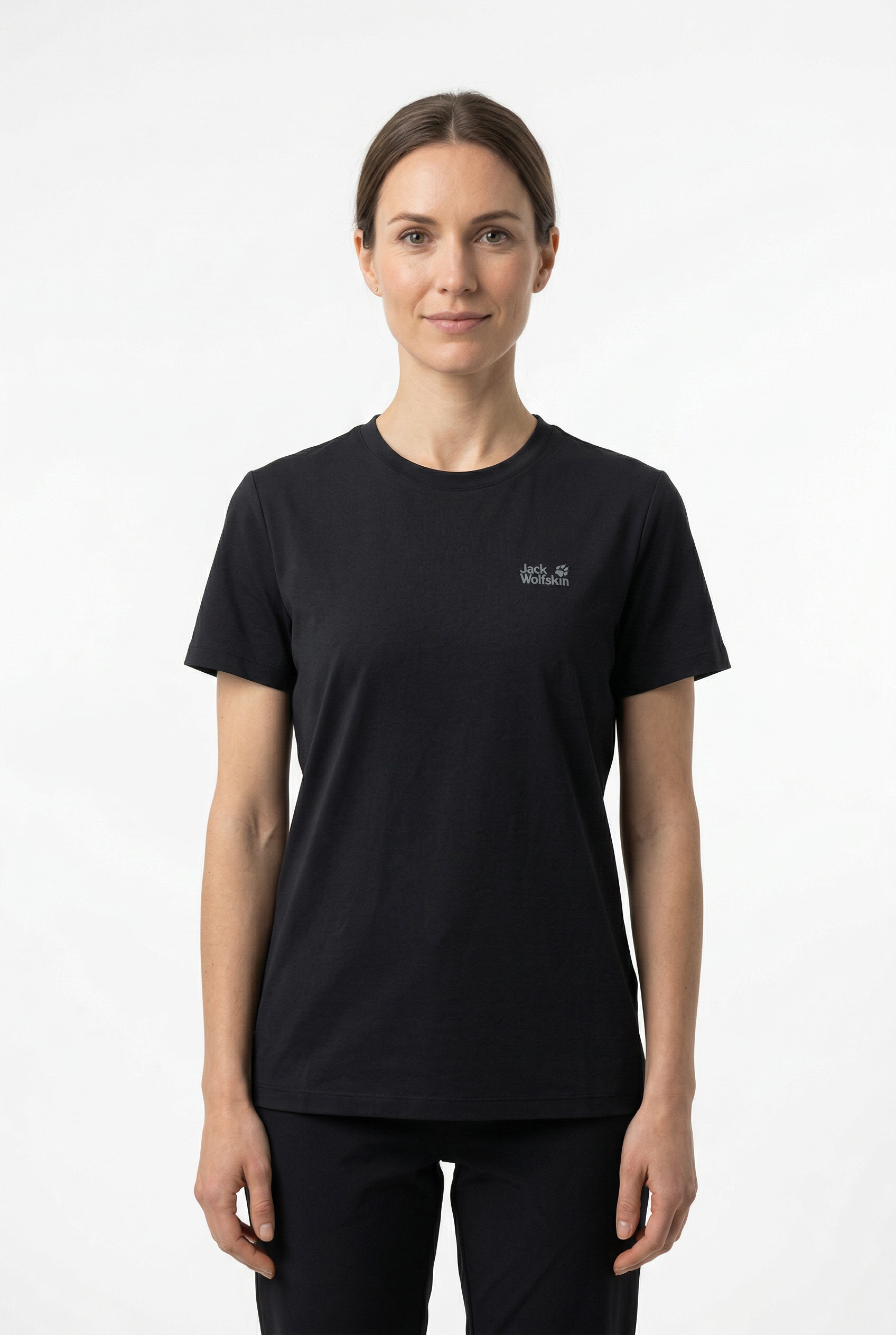 Jack Wolfskin T-Shirt "ESSENTIAL T W" Kurzarm, mit Rundhalsausschnitt, aus Baumwoll-Jersey