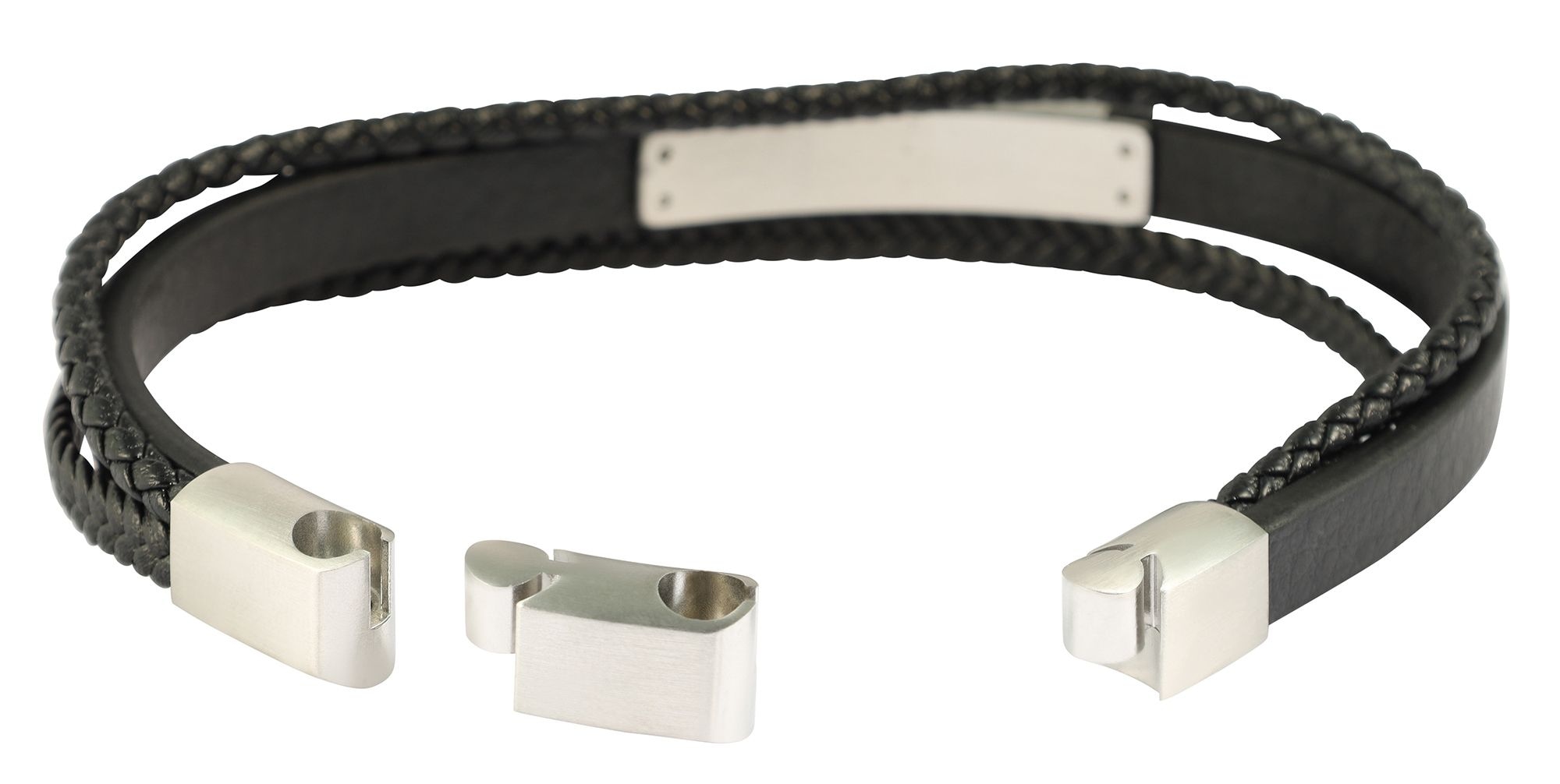 ADELIA ́S Herren Armband "Armband – Lederarmband aus Leder 21 cm", 21cm, Leder, schwarz, Leder, Armbänder, Ein Geschenk, das Freude macht