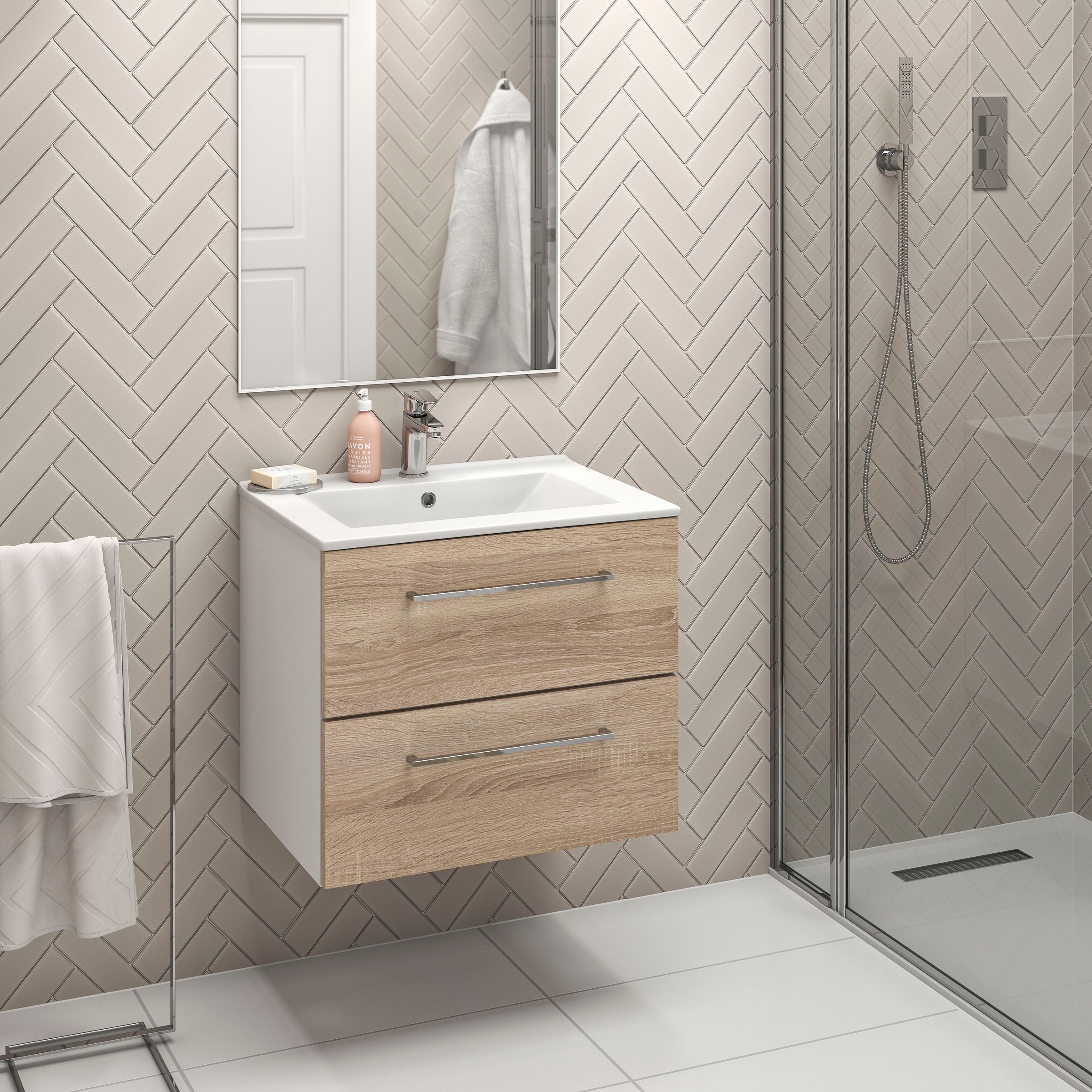 Thumbnail - welltime Waschtisch "Palermo" Set, Badmöbel inkl. Waschbecken, Breite 60cm