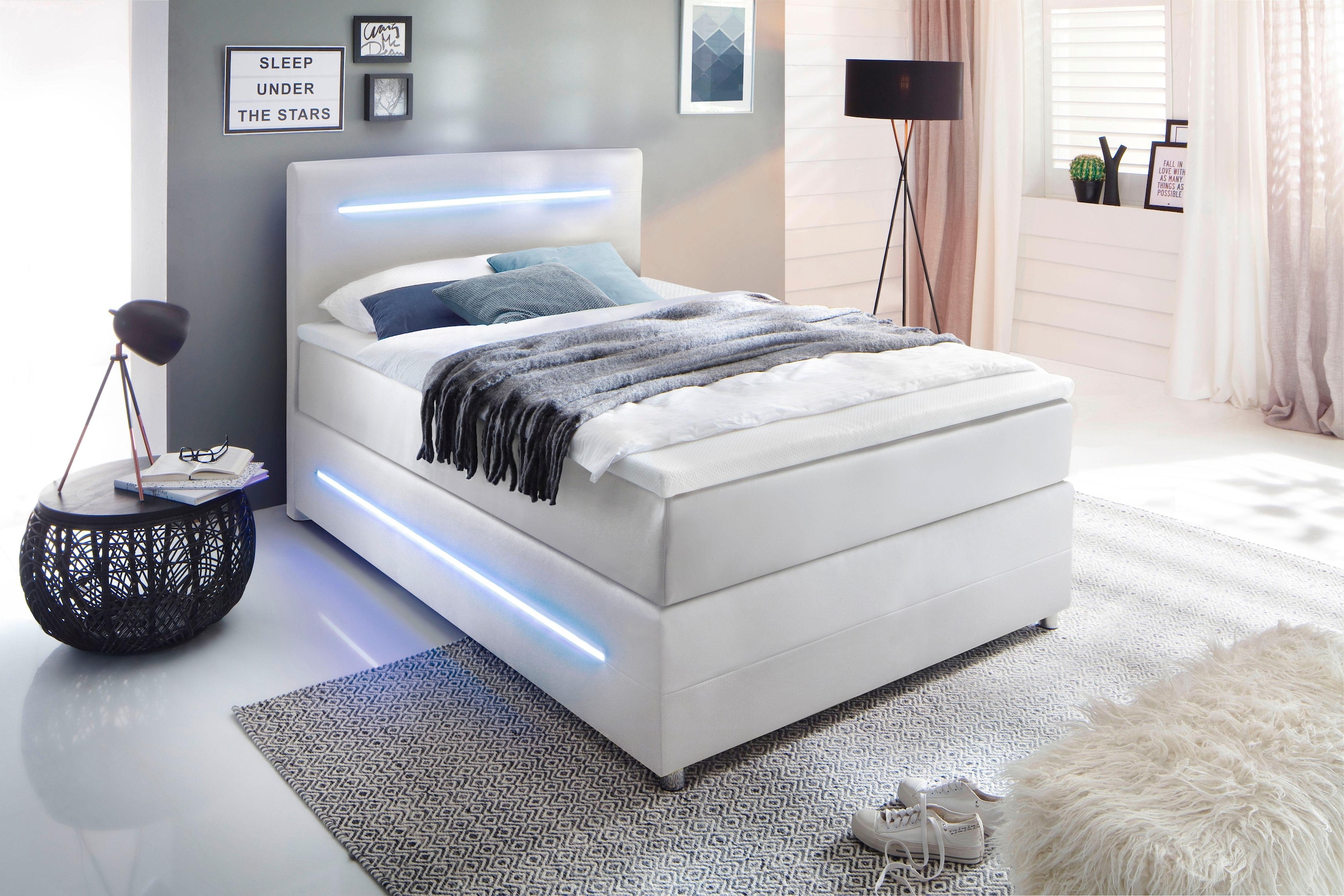 Boxspringbett »Lights«, mit LED Beleuchtung, wahlweise mit Bettkasten