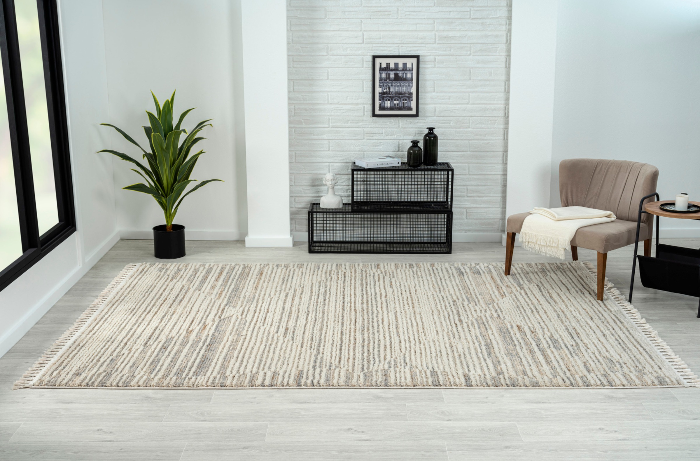 Myflair Möbel & Accessoires Teppich »Enya 2 Lagerräumung«, rechteckig, 15 mm Höhe, Shaggy im Skandi Look, Hoch-Tief Effekt, leicht glänzend, flauschig
