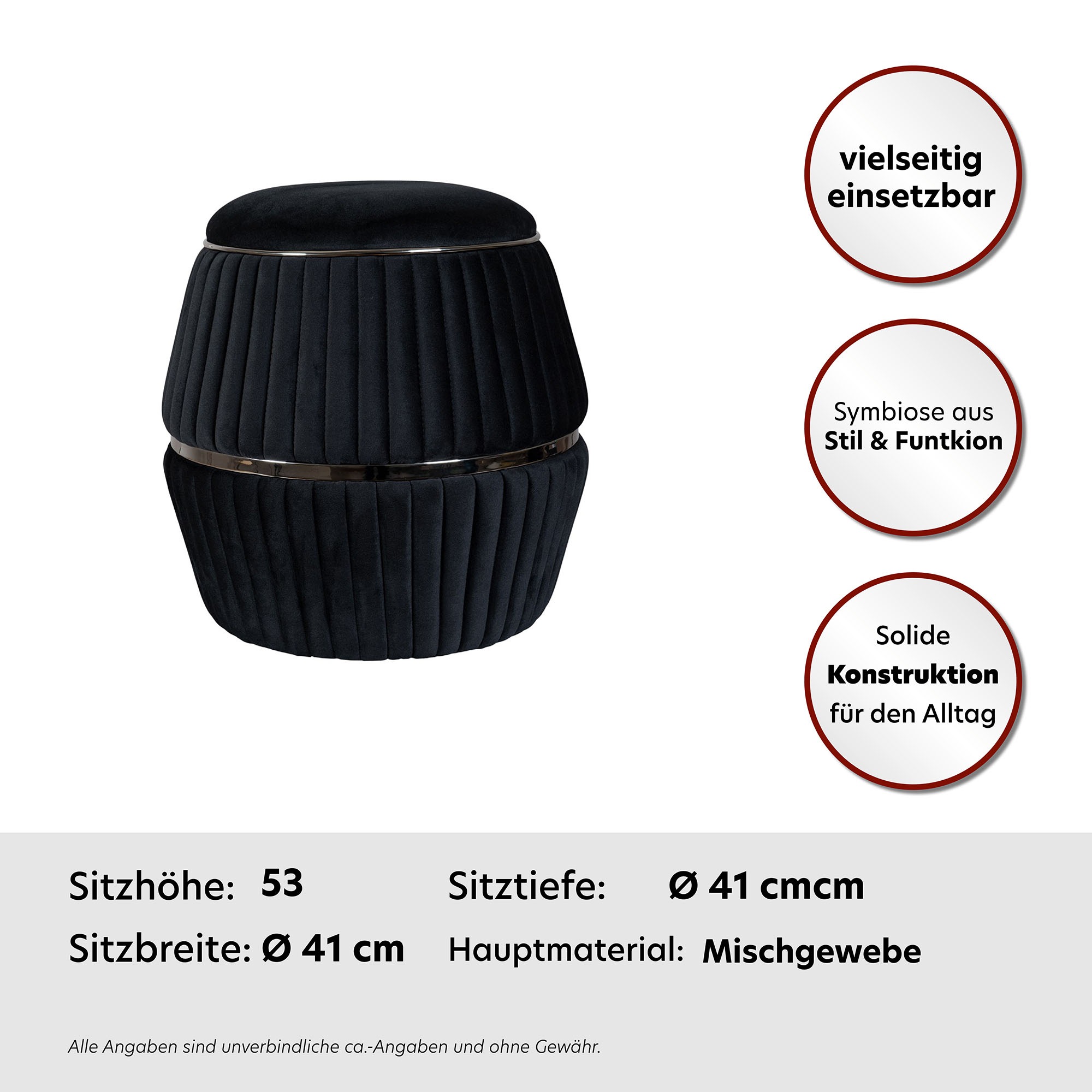 Kayoom Sitzhocker »Hocker Doric, trendiger Look, ästhetische Farbgebung, schöne Steppung«, (1 St.), komfortabel, hochqualitativ, pflegeleicht, in vielen Räumen zuhause