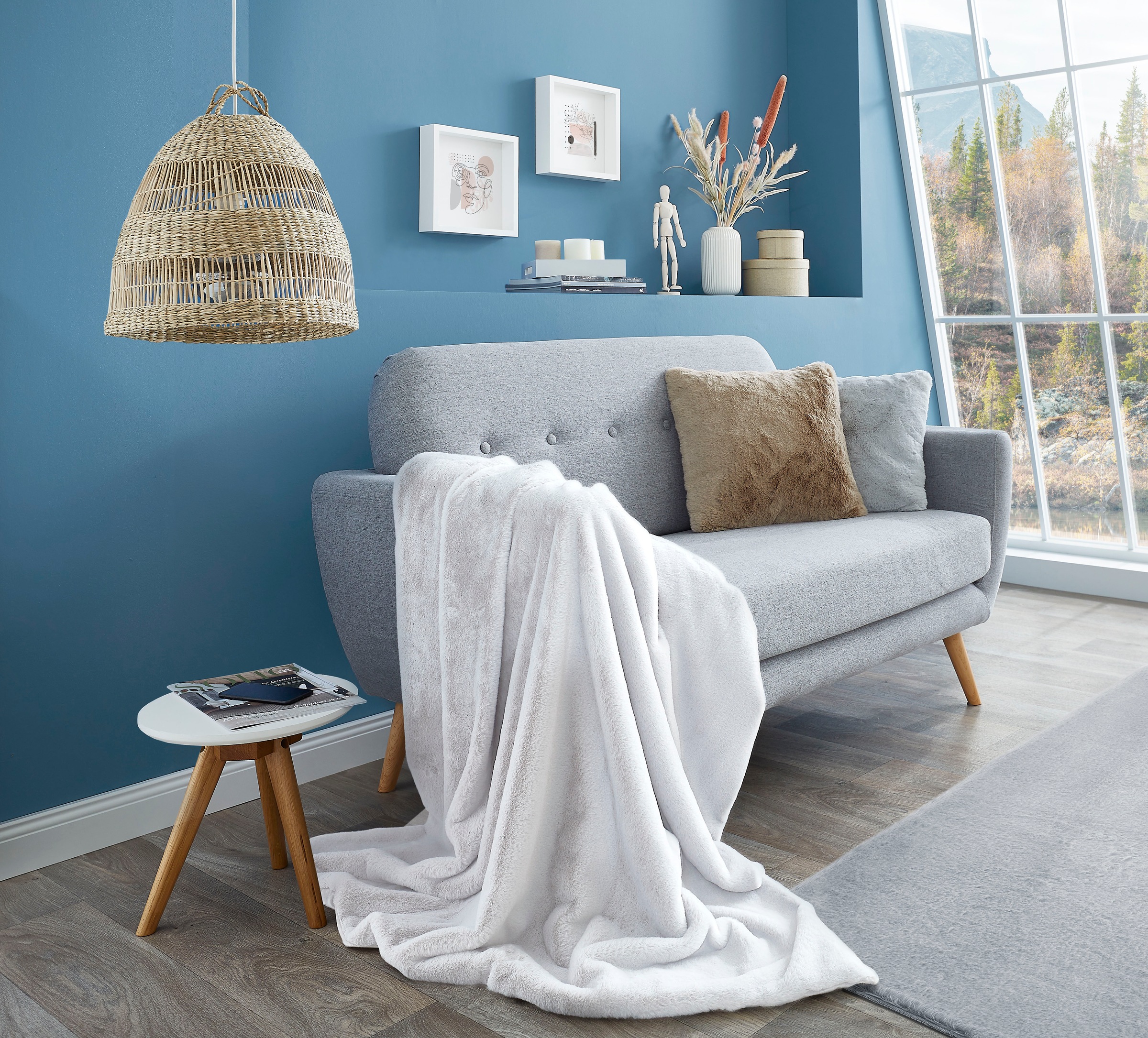 Wohndecke LUXOR LIVING, B:130cm L:180cm, weiß, Kunstfaser, Wohndecken, "Novara, Sofadecke 130x180 cm", Kunstfell, Kaninchenfell-Haptik, super weich,