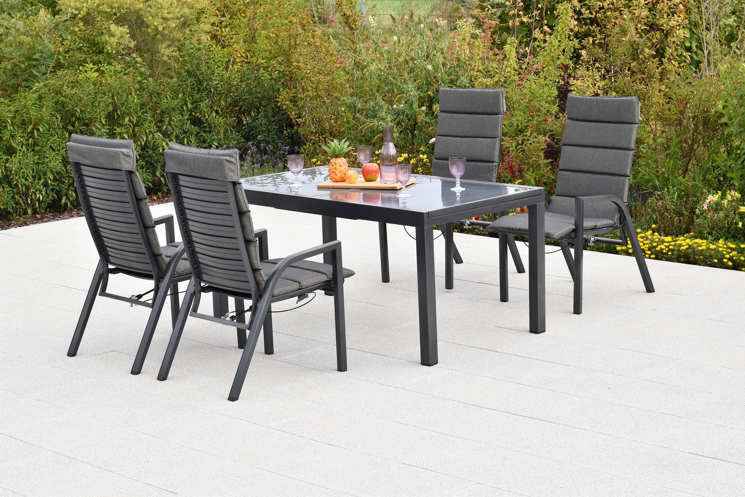 MERXX Garten-Essgruppe »»Siros««, (Set, 9 tlg.), Rückenlehne verstellbar durch Gasdruckfeder