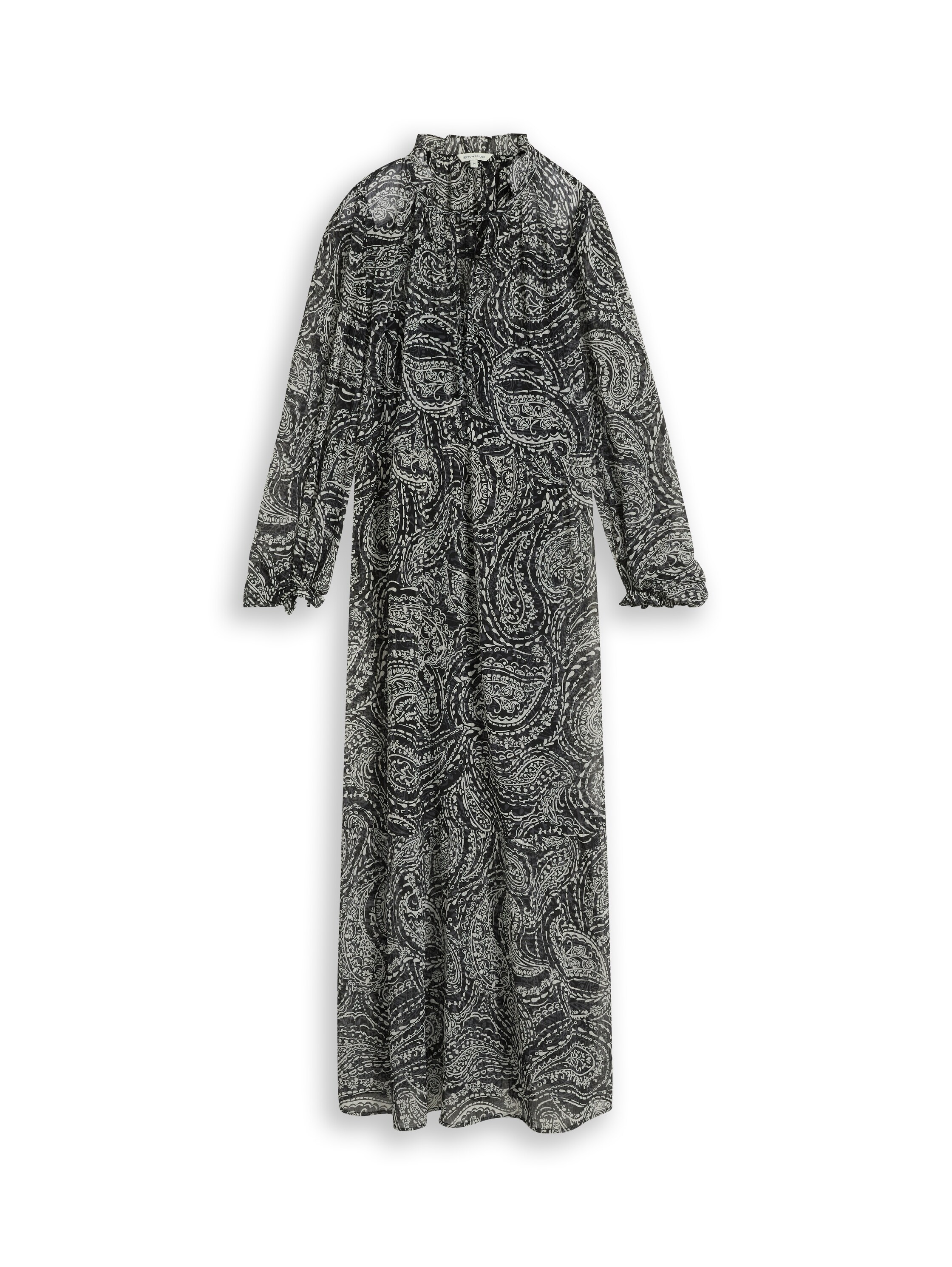 TOM TAILOR Maxikleid »Loose maxi« Ohne Taschen Langarmkleid mit Paisley-Muster / Viskose-Futter