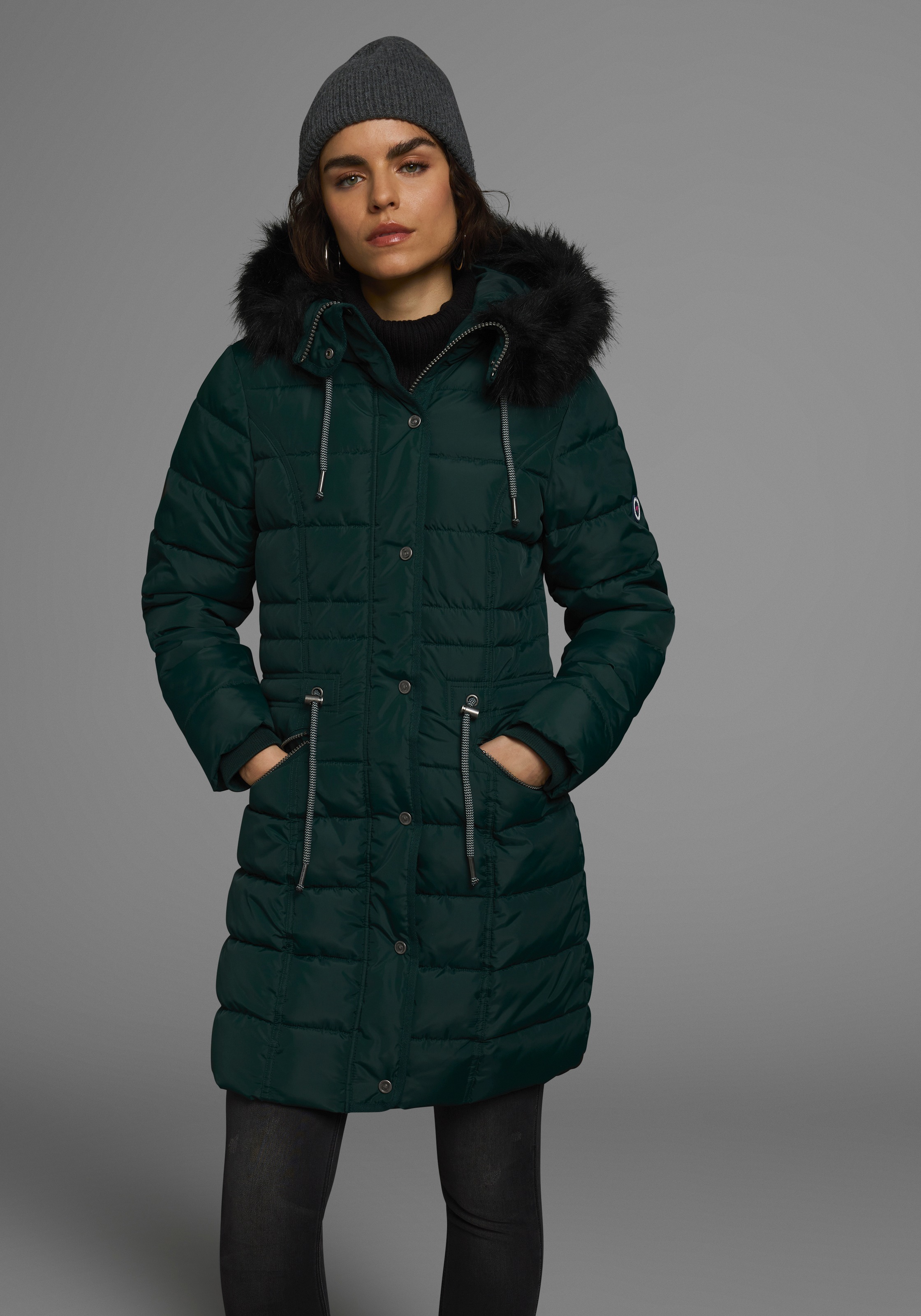 KangaROOS Steppjacke mit Kapuze figurbetonter Schnitt, mit Reißverschlussta günstig online kaufen