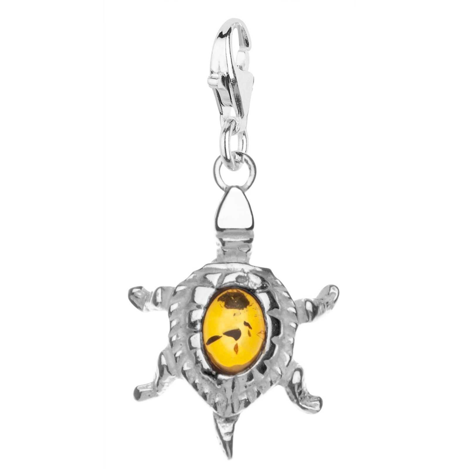 Kettenanhänger OSTSEE-SCHMUCK "- Schildkröte - Silber 925/000 - Bernstein" Gr. 34, silber (silber 925, silberfarben, weiß), Schmuckanhänger, Damen, Silber 925 (Sterlingsilber), Kettenanhänger