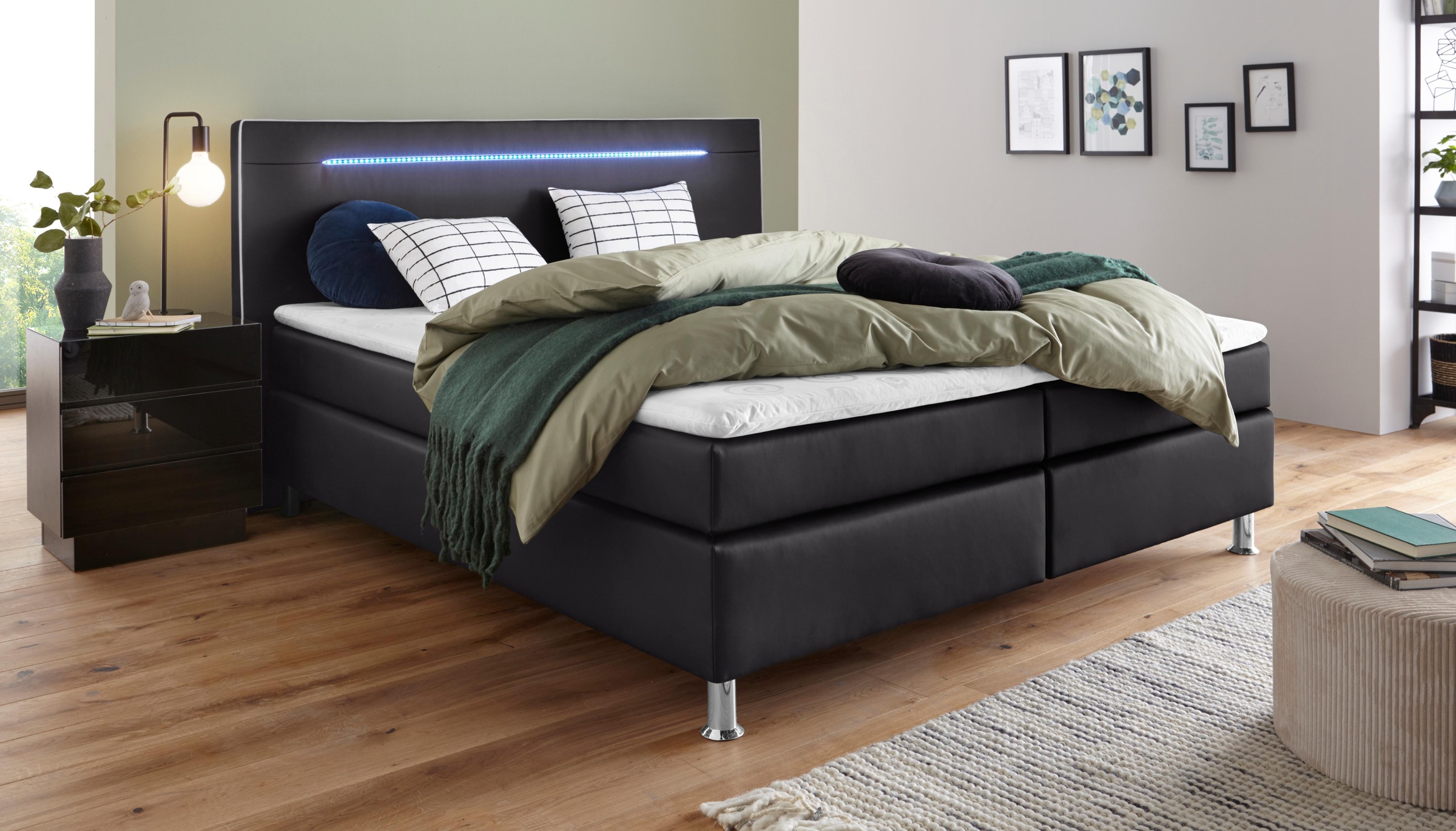 COLLECTION AB Boxspringbett, inkl. LED-Beleuchtung, Topper und Kissen günstig online kaufen