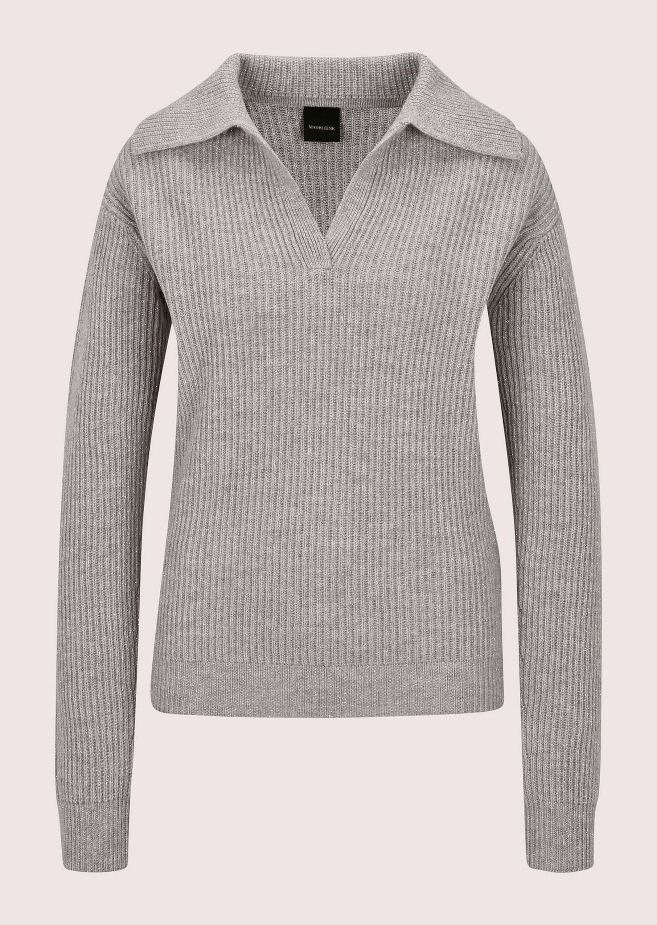 MADELEINE Longpullover »Pullover Patentstrick-Pullover mit Polo-Kragen«