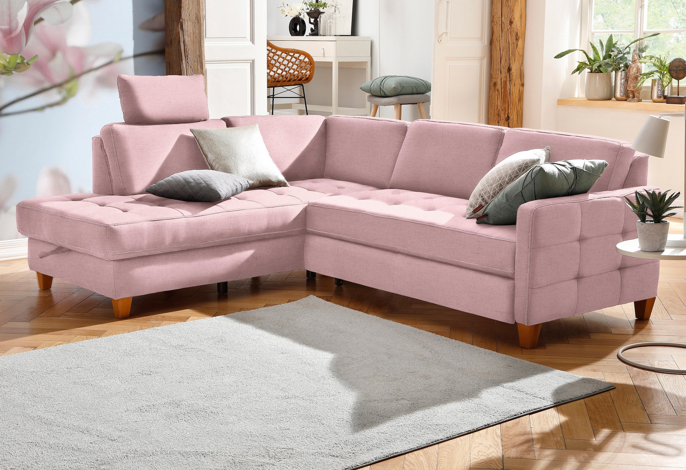 Home affaire Ecksofa "Earl L-Form" wahlweise auch mit Schlaffunktion oder Schlaffunktion mit Bettkasten