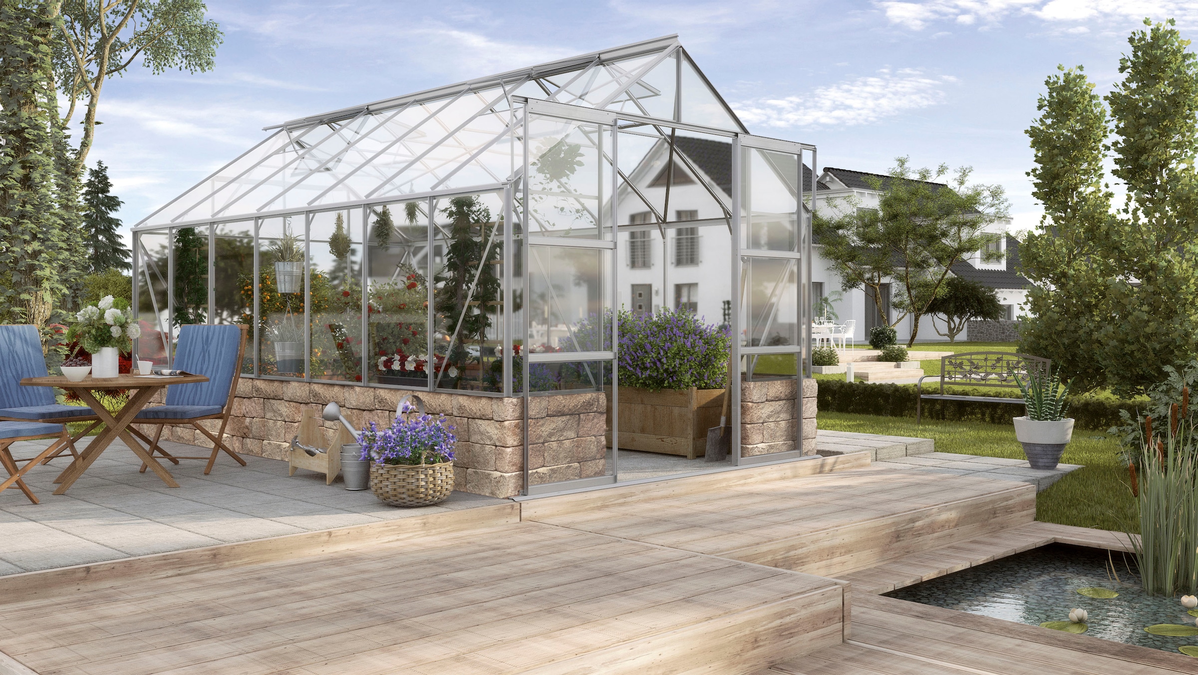 Vitavia Gewächshaus »Cassandra 11500« Alu-Profile, Trockenmauersteine, 3 mm Sicherheitsglas