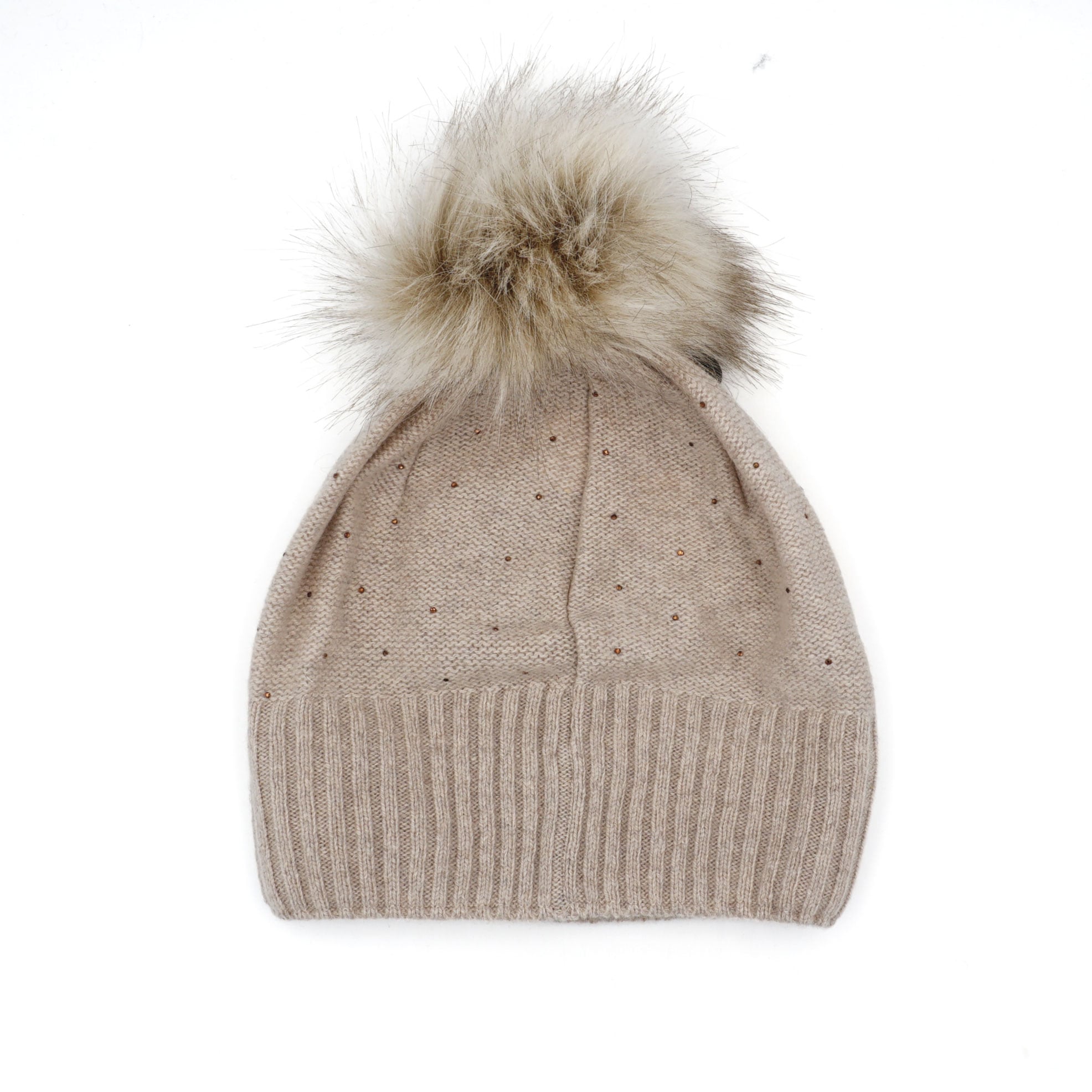 CAPO Strickmütze Mütze, Kaschmir-Wolle-Mischung, Studs, Fake-Fur