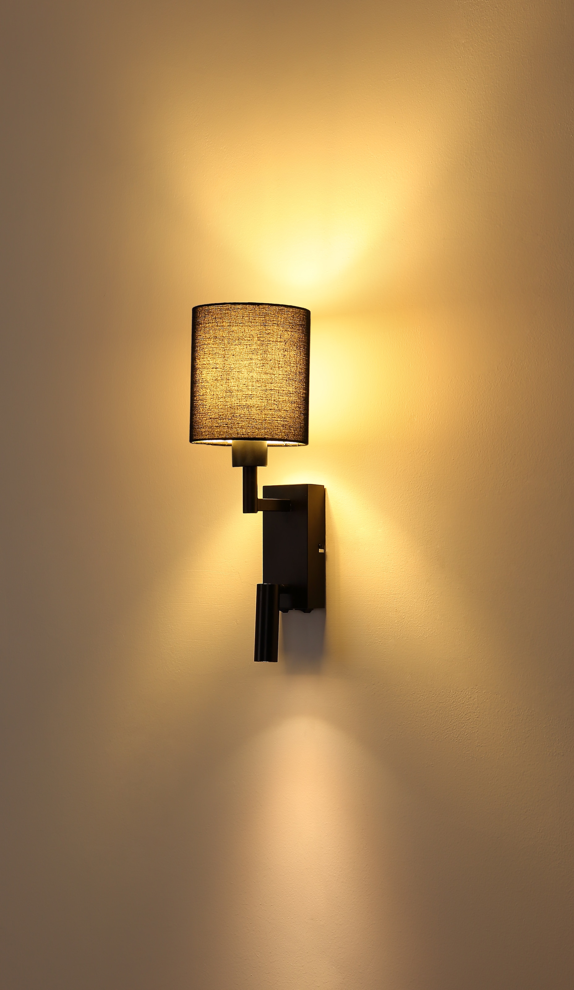 GLOBO LIGHTING Wandleuchte »ZAMORA« E27 1 Stk. Bewegliche Wandleuchte mit Textilschirm und LED