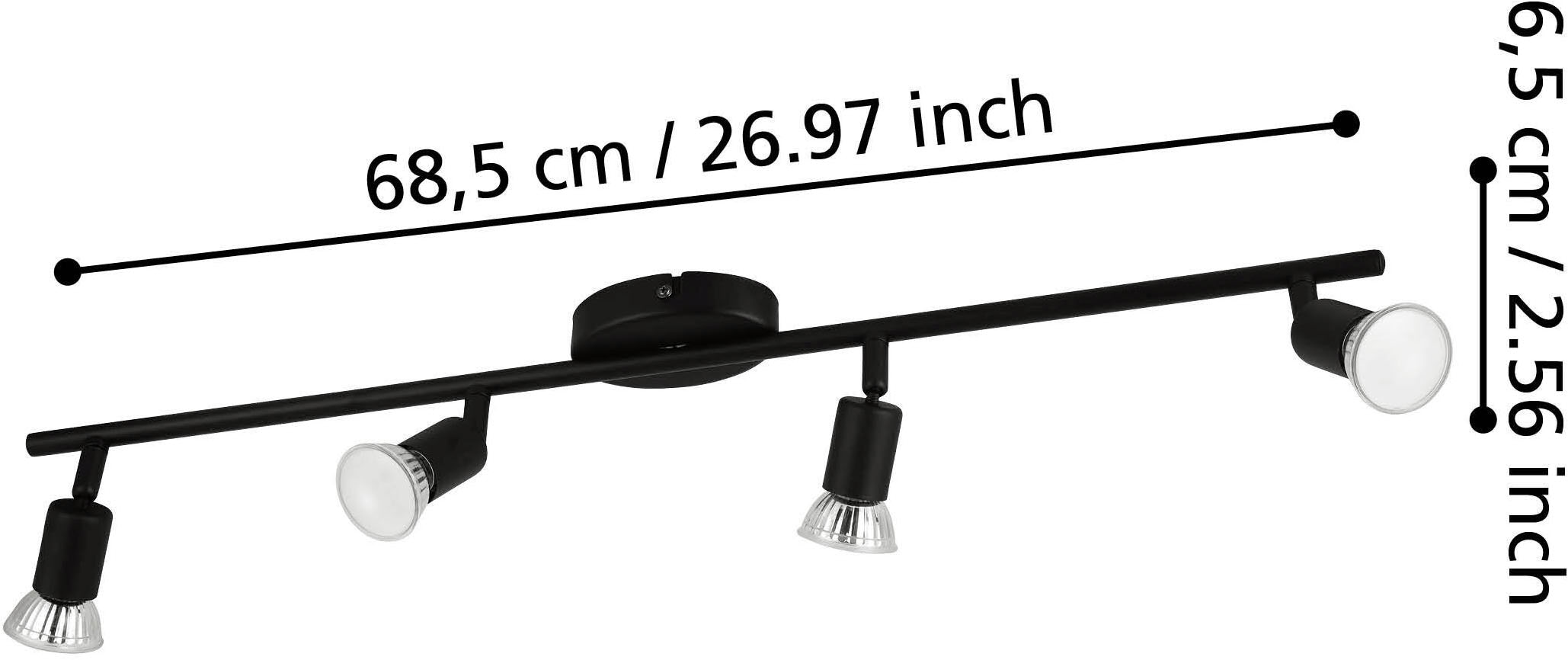 EGLO Deckenspot »BUZZ-LED Spotlampe - Stahl - GU10 - 4X2,8W - IP20« GU10 1 Stk. Wandleuchte, Wandspot, schwenkbar, Strahler, L68,5 x B6,5 cm