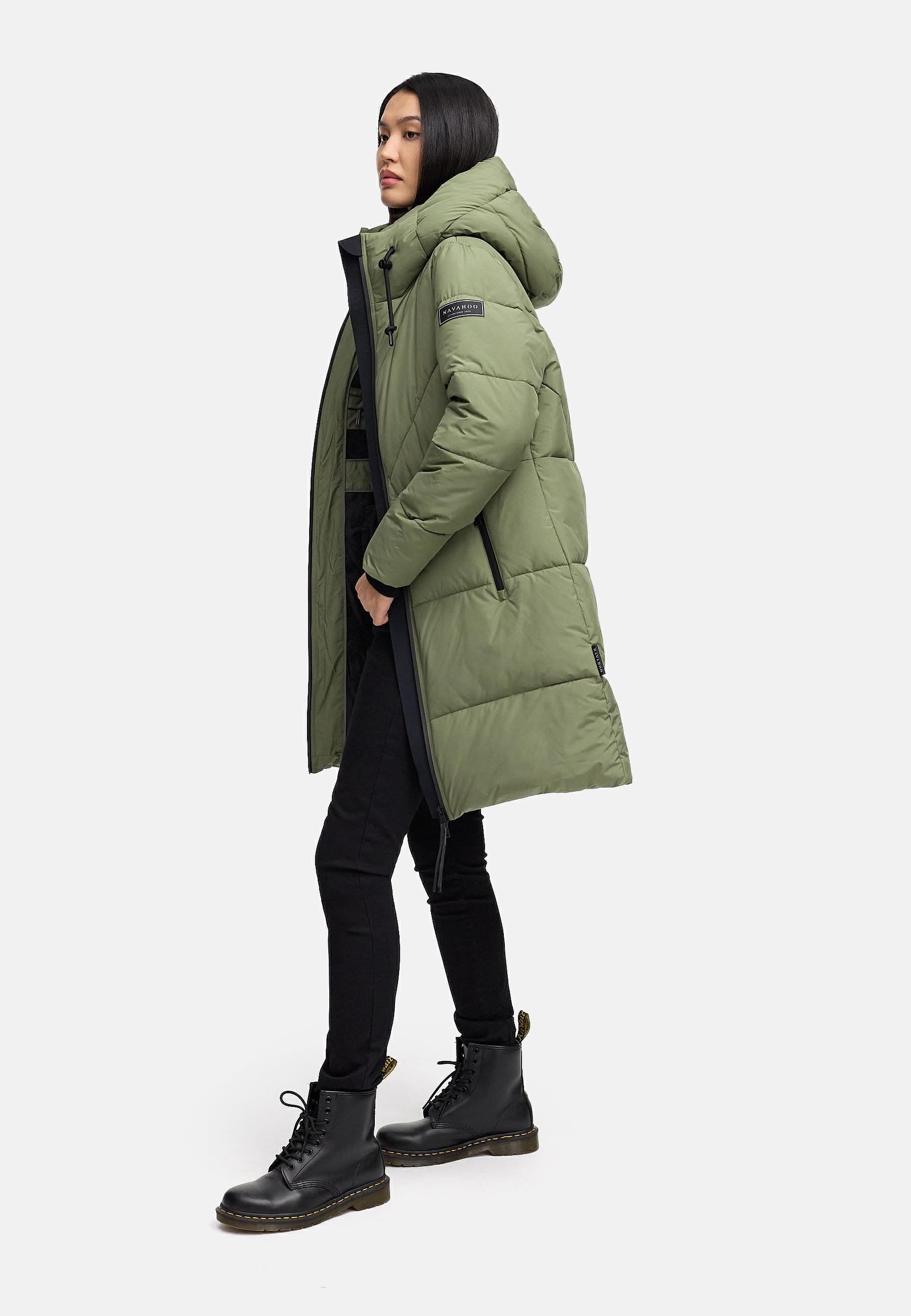 Navahoo Steppmantel »Kältekuschel XIV« Warmer Damen Wintermantel mit Fleece-gefüttertem Kragen