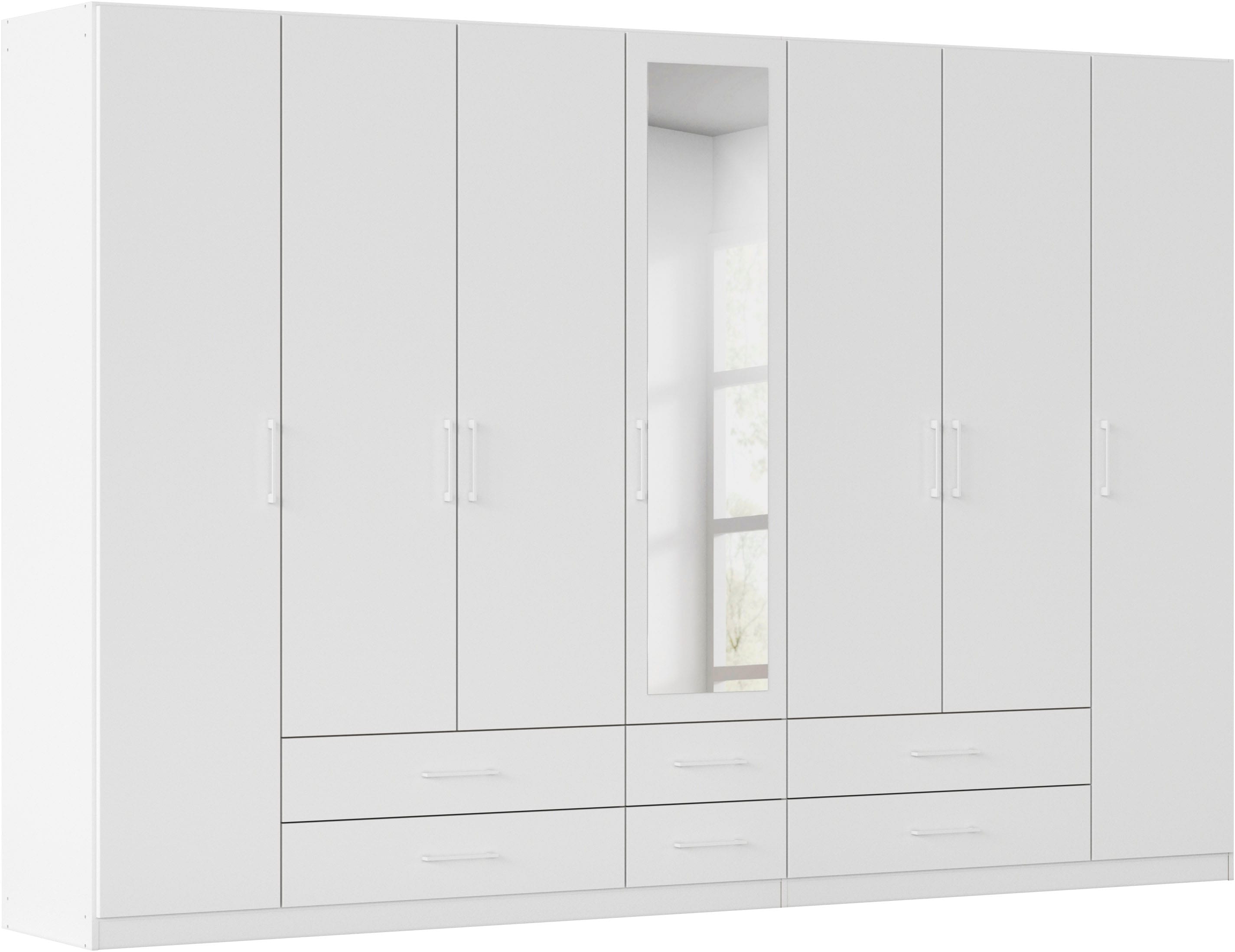 rauch Kleiderschrank "Schrank Garderobe Ankleide GAMMA Breiten 91/136/181/226/271/315/360 cm" in 3 Ausstattungen BASIC/CLASSIC/PREMIUM (inkl. SOFT-CLOSE-Funktion), verschiedene Griff-Varianten, mit Spiegel TOPSELLER MADE IN GERMANY