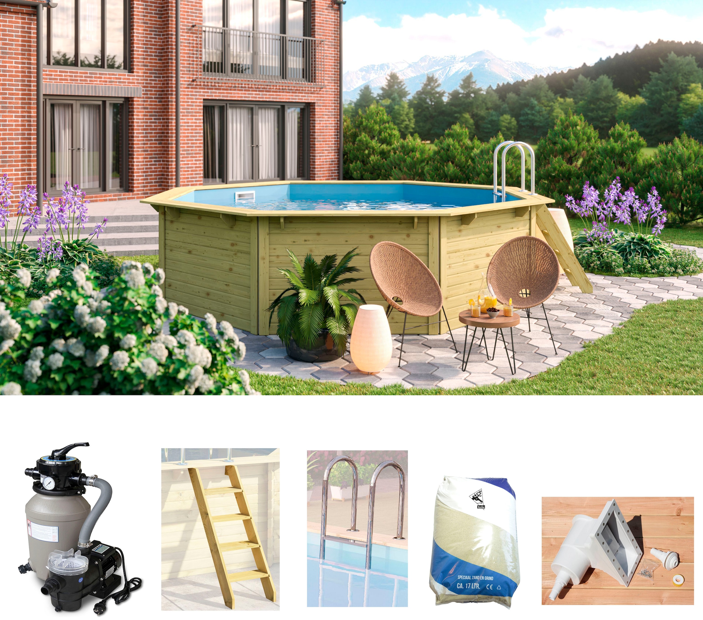 KONIFERA Achteckpool "Aruba 2X" 470x121 cm, 38 mm kesseldruckimprägniertes günstig online kaufen