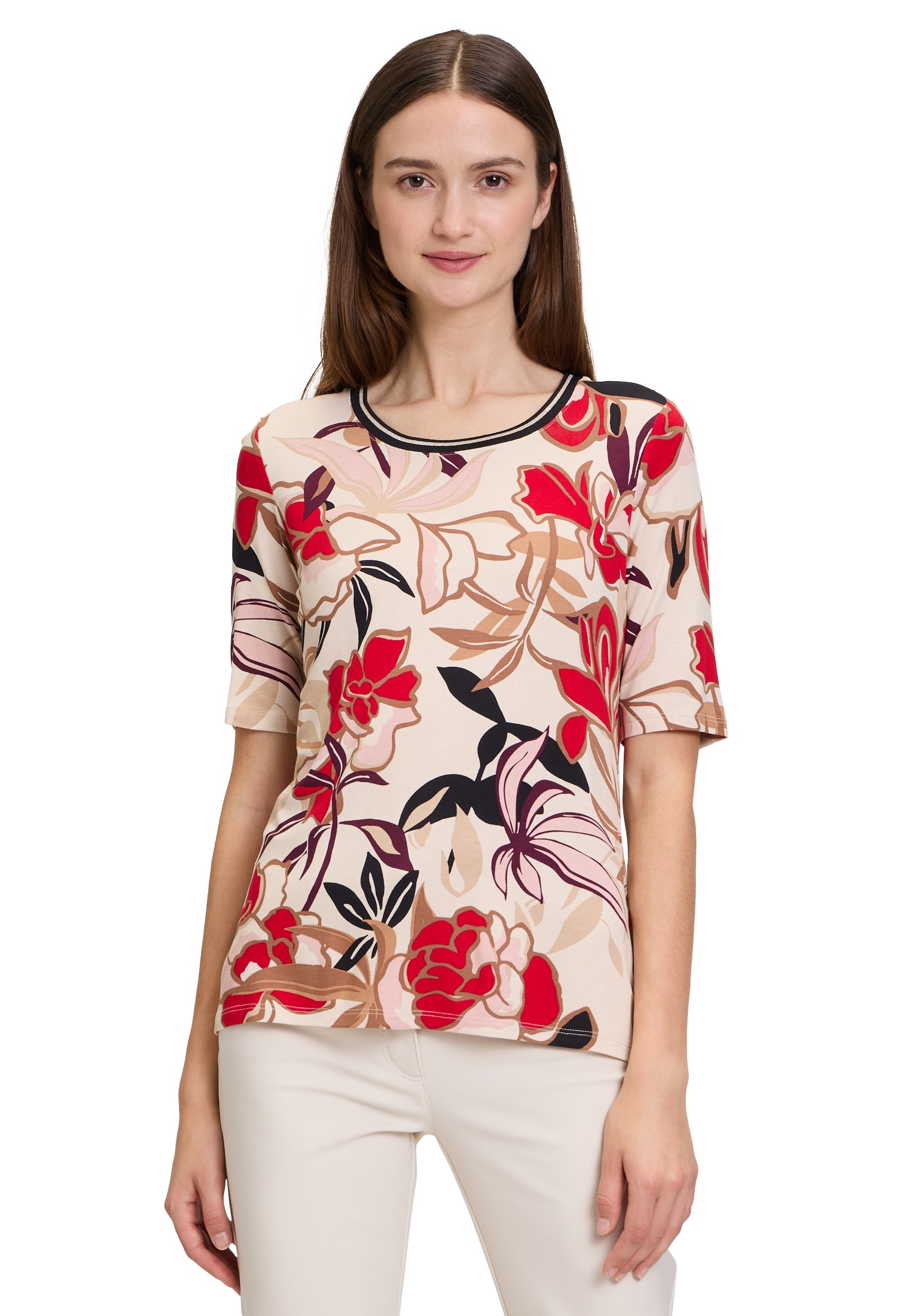 Betty Barclay Kurzarmshirt "Betty Barclay Basic Shirt mit Print", Rippbündc günstig online kaufen