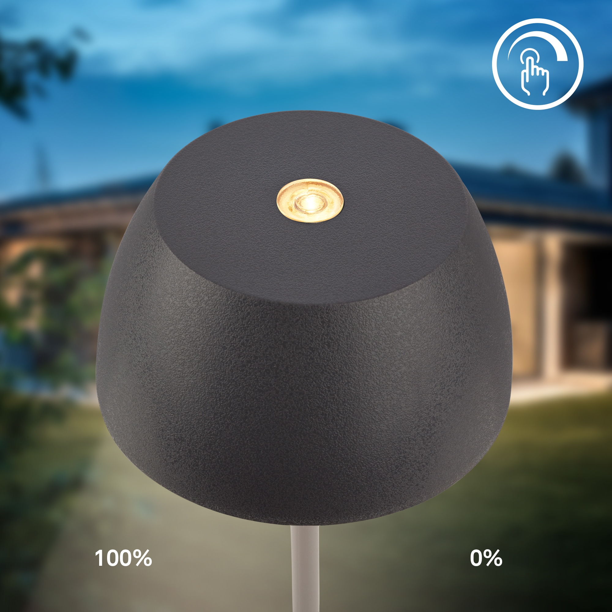 B.K.Licht Außen-Tischleuchte »BK_TL1606 Mini Akku LED Tischlampe, Touchdimmer, mit USB-C«, 1 flammig, Leuchtmittel LED-Modul | LED fest integriert, 2.700 K, 150Lm, 2,5W, Akku wechselbar, max. 24h Leuchtdauer, Anthrazit
