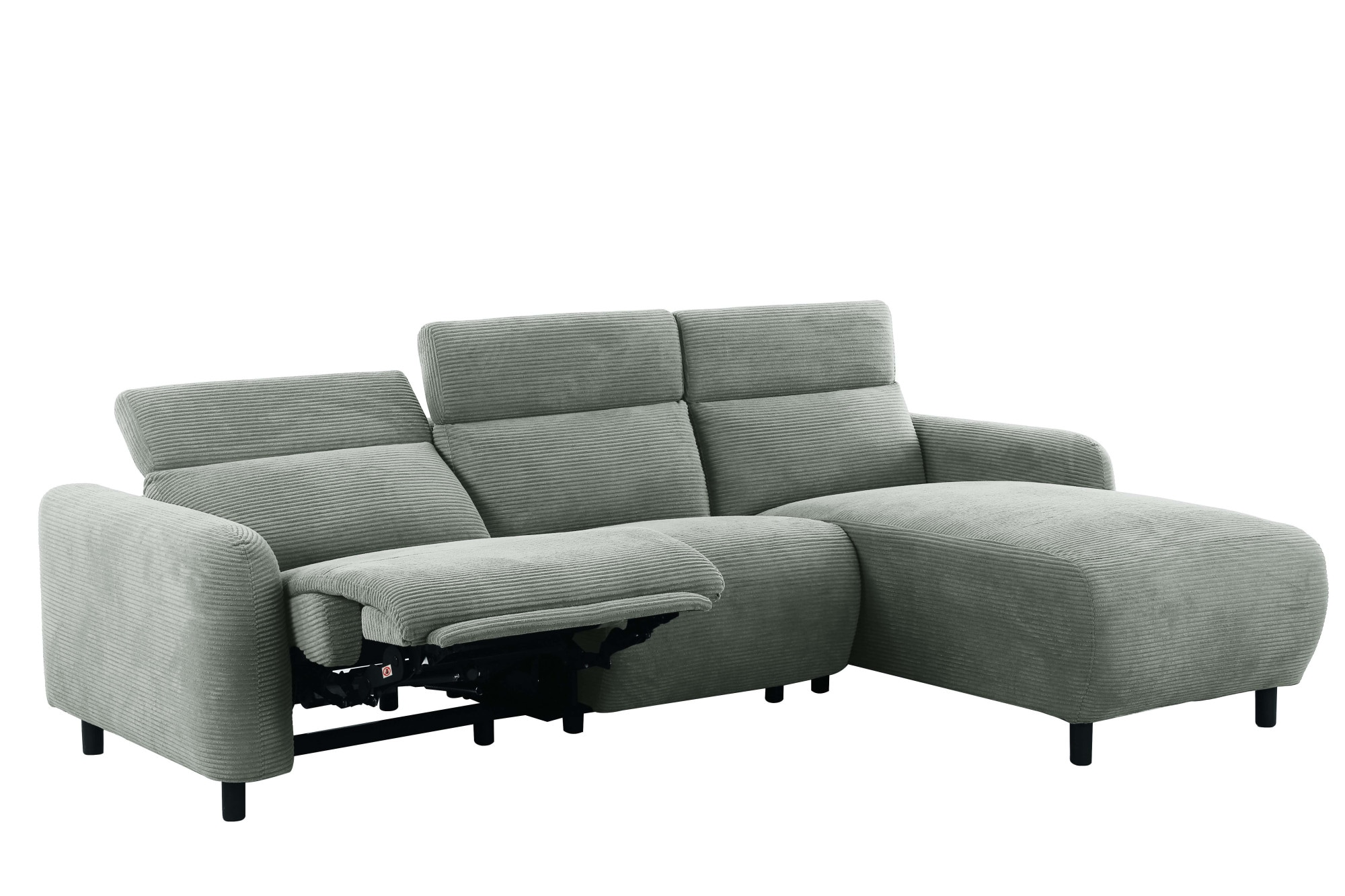 Home affaire Ecksofa »SKAANE in Cord, L-Form, 274 cm, manuelle u. elektrische Funktion,«, Kopfteilverstellung, Relax-und Liegefunktion, Federkernpolsterung