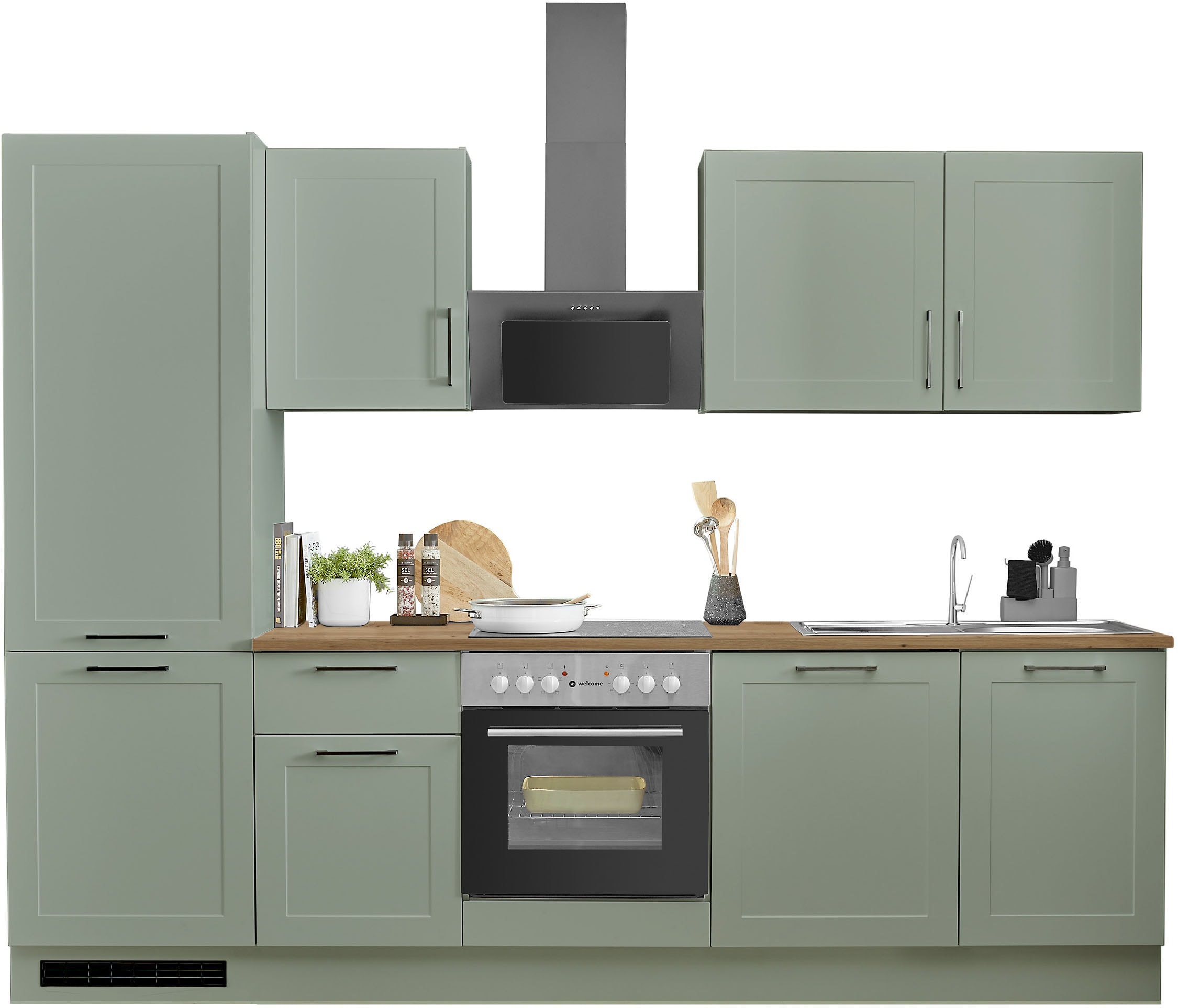 BASIC by Balculina Küchenzeile »Marsi«, Breite 280 cm, wahlweise mit E-Geräten, mit Soft-Close-Funktion